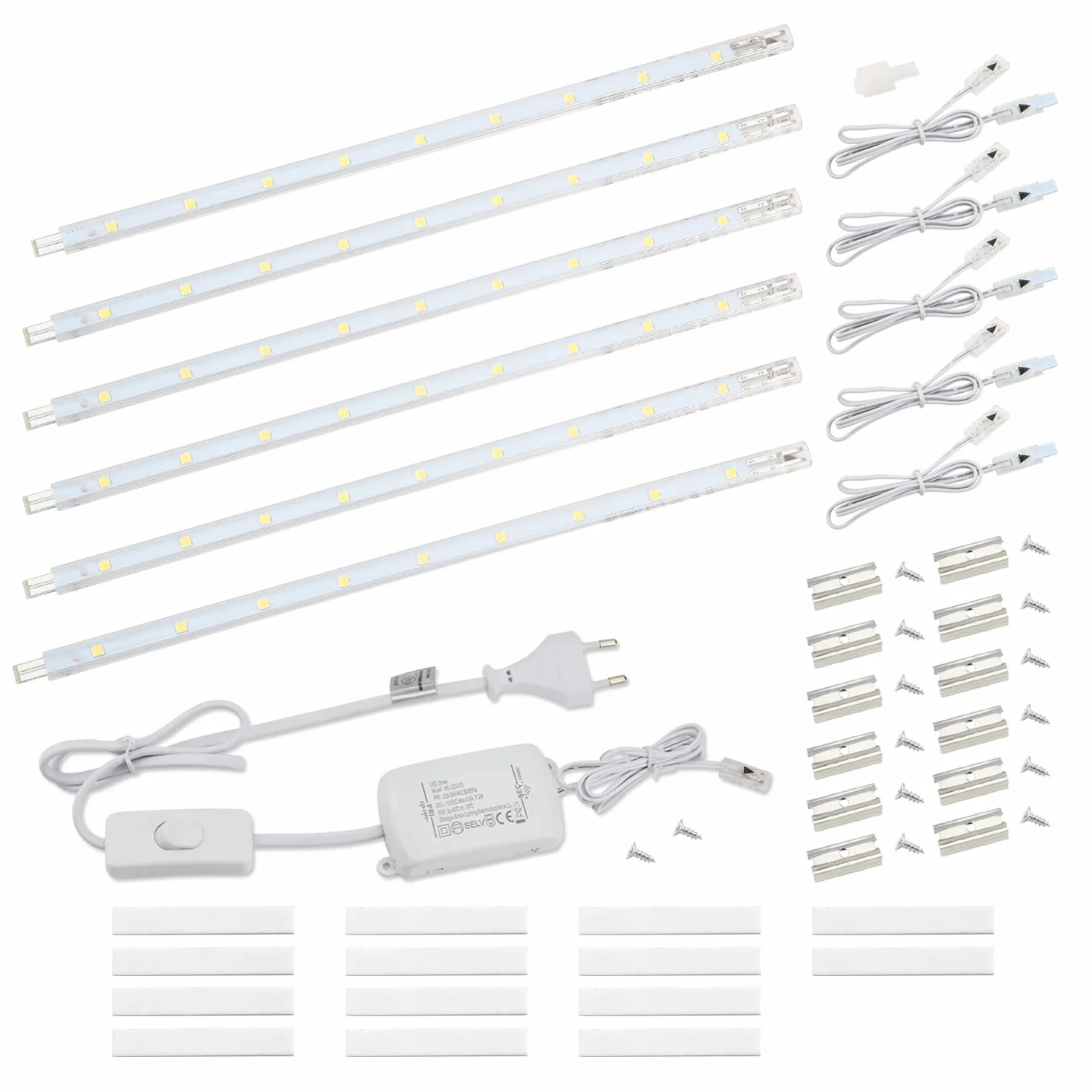 da LIGHT Lampa podszafkowa LED z przełącznikiem, 8,5 W, 760 lm, 6000 K, zimna biel, listwa świetlna, lampa kuchenna, oświetlenie witryn, oświetlenie szafy z paskami 6 x 26 cm, do kuchni, szafy,