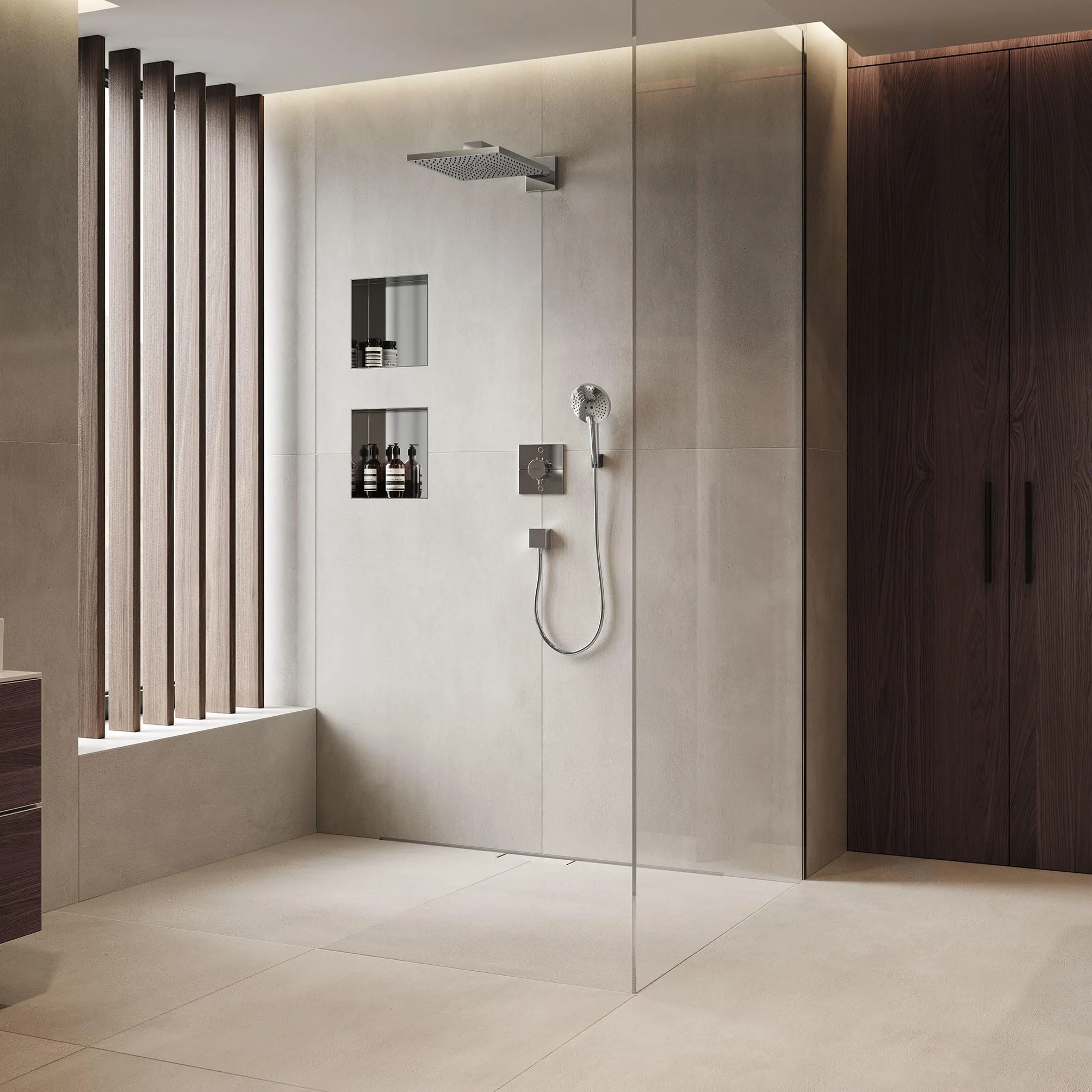 hansgrohe RainDrain Minimalistic - gotowy zestaw rynny prysznicowej, wyłożona płytkami rynna odpływowa 900 mm, odpływ podłogowy prysznic