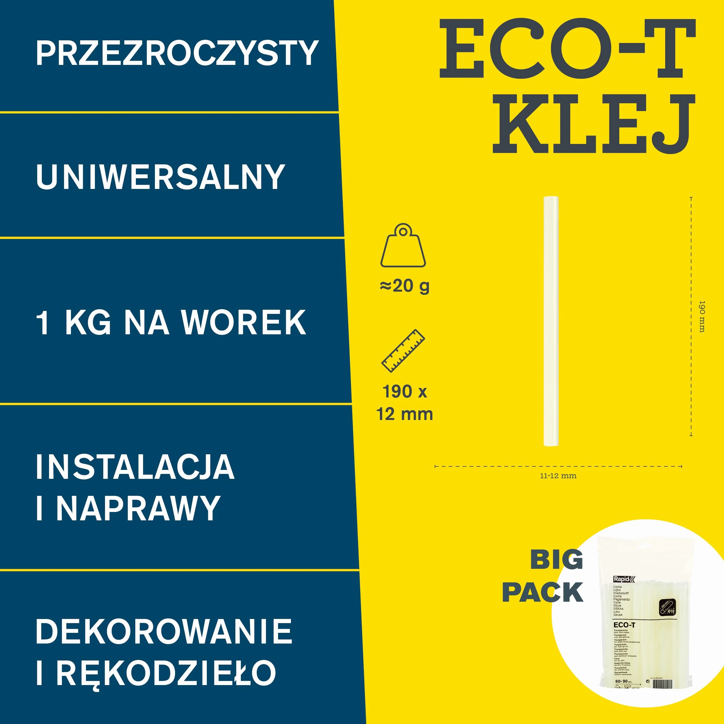 Rapid Eco-T Wkłady Klejowe, Przezroczysty, 50 Sztuk