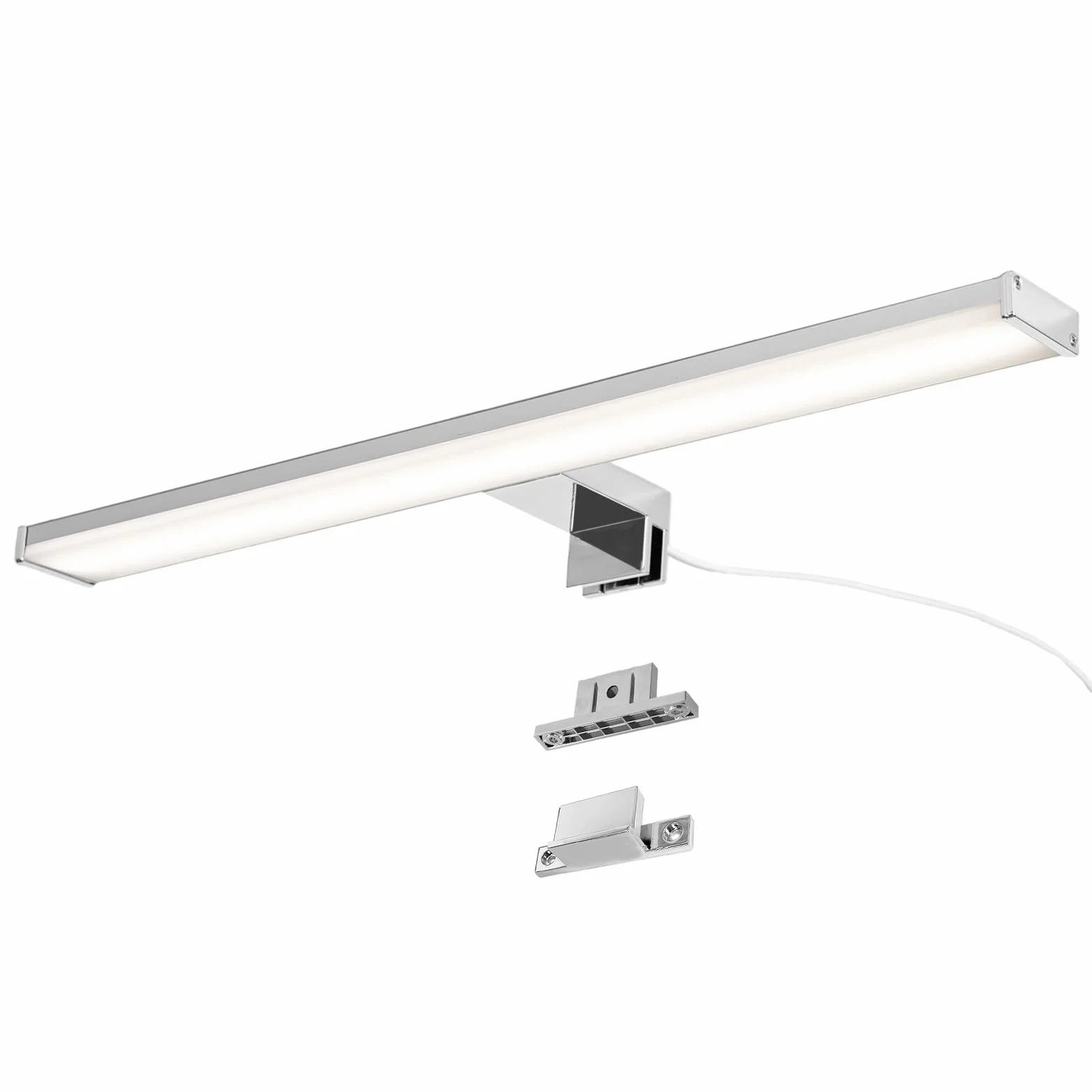 Alpinaluz Lampa ścienna LED do lustra łazienkowego, neutralne białe światło, 4000 K, IP44, aluminiowa obudowa i chromowany uchwyt z poliwęglanu, montaż na ścianie lub szafce (50 cm, 12 W)