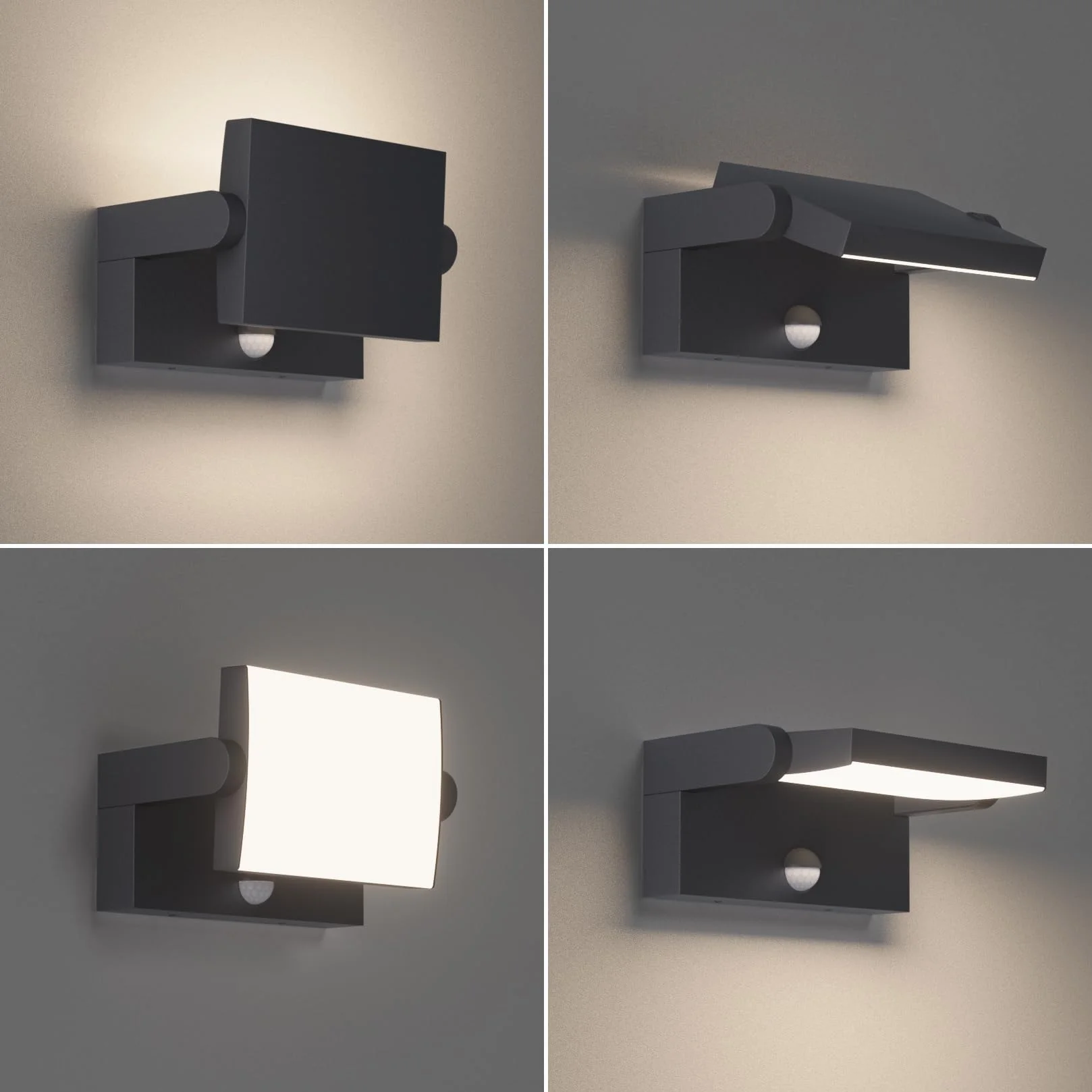 Klighten Lampa ścienna do użytku na zewnątrz, 24 W, wodoodporna lampa ścienna IP65, nowoczesna, aluminiowa lampa ścienna do użytku wewnątrz i na zewnątrz, z obrotowym panelem LED, do wejścia, ogrodu