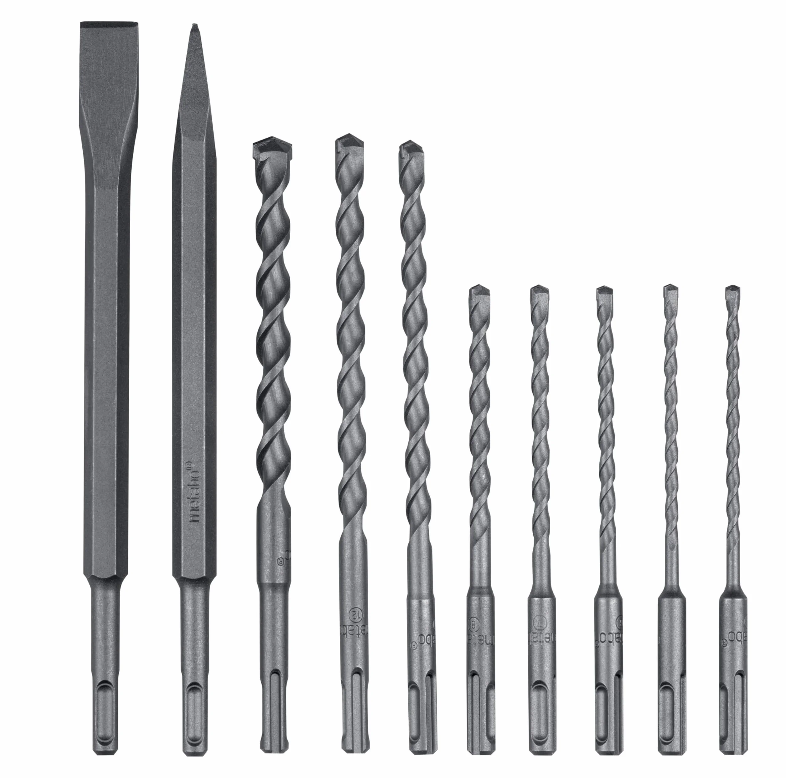 Metabo 630824000 SDS-Plus klasyczny zestaw wierteł/dłut, 0 V, zielony, zestaw 10 sztuk