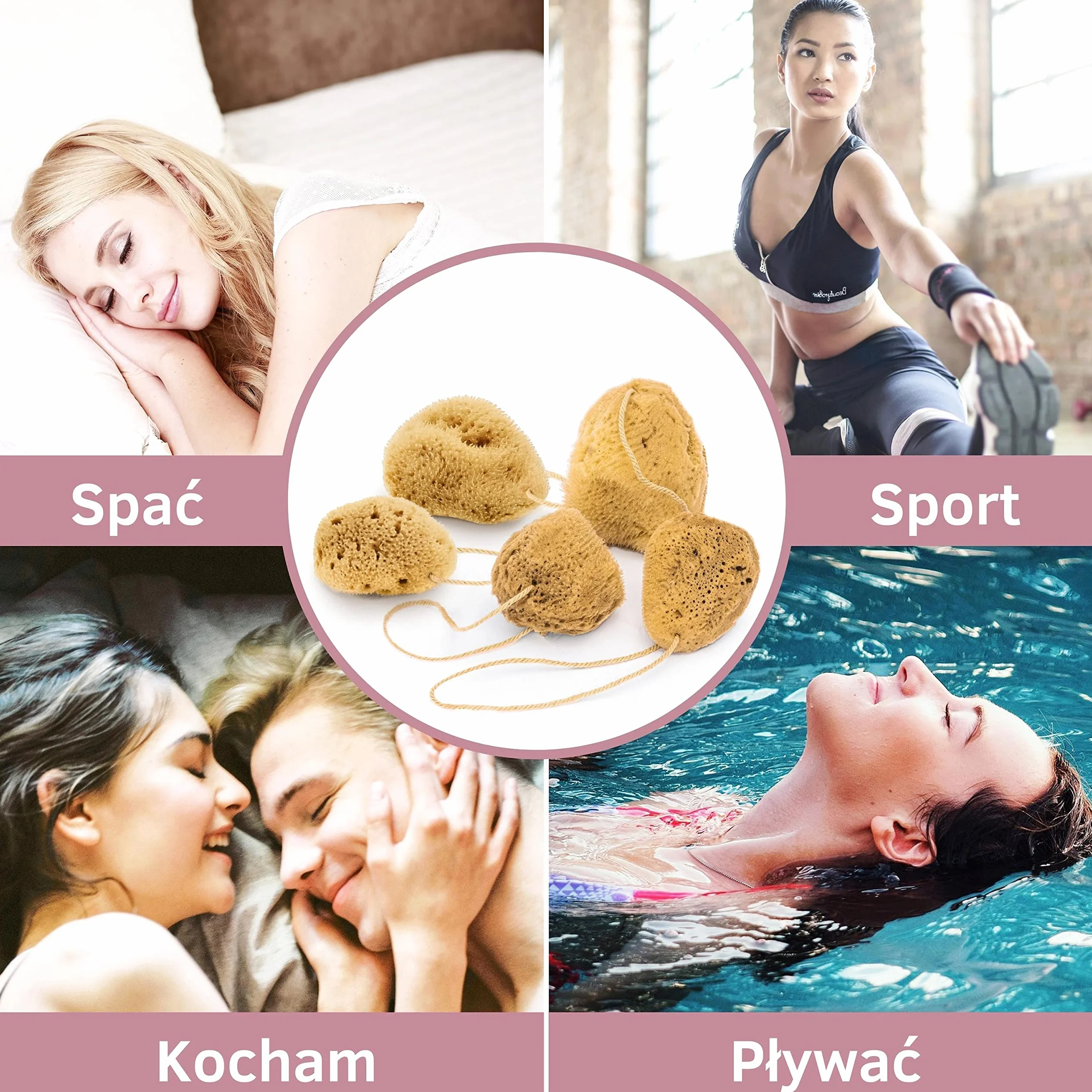 tom&pat® Naturalna gąbka menstruacyjna z nitką • alternatywa dla tamponów • zmywalna • Dermatest doskonały • pojemnik podróżny • jakość premium Grecja (Roz. S, 5 x 3-5 cm)