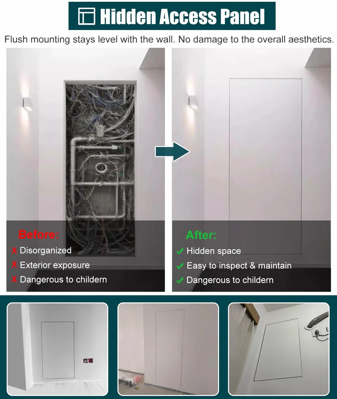 Drzwi wejściowe z płyty gipsowo-kartonowej z aluminiową ramą, osłona panelu dostępowego do instalacji wodno-kanalizacyjnych i elektrycznych, do malowania luk inspekcyjny do płyt gipsowo-kartonowych