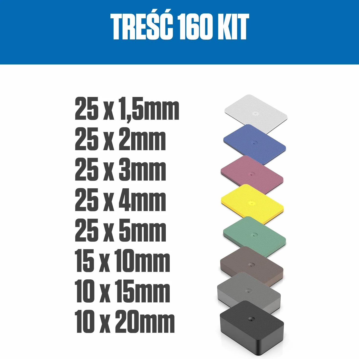 Bauhandel24 podkladki z tworzywa sztucznego 60 x 40 mm 160 sztuk zestaw do montazu podlog plytki dystansowe plastikowe podkladki do szyb pod okna i drzwi wyrownujace klocki podkladowe