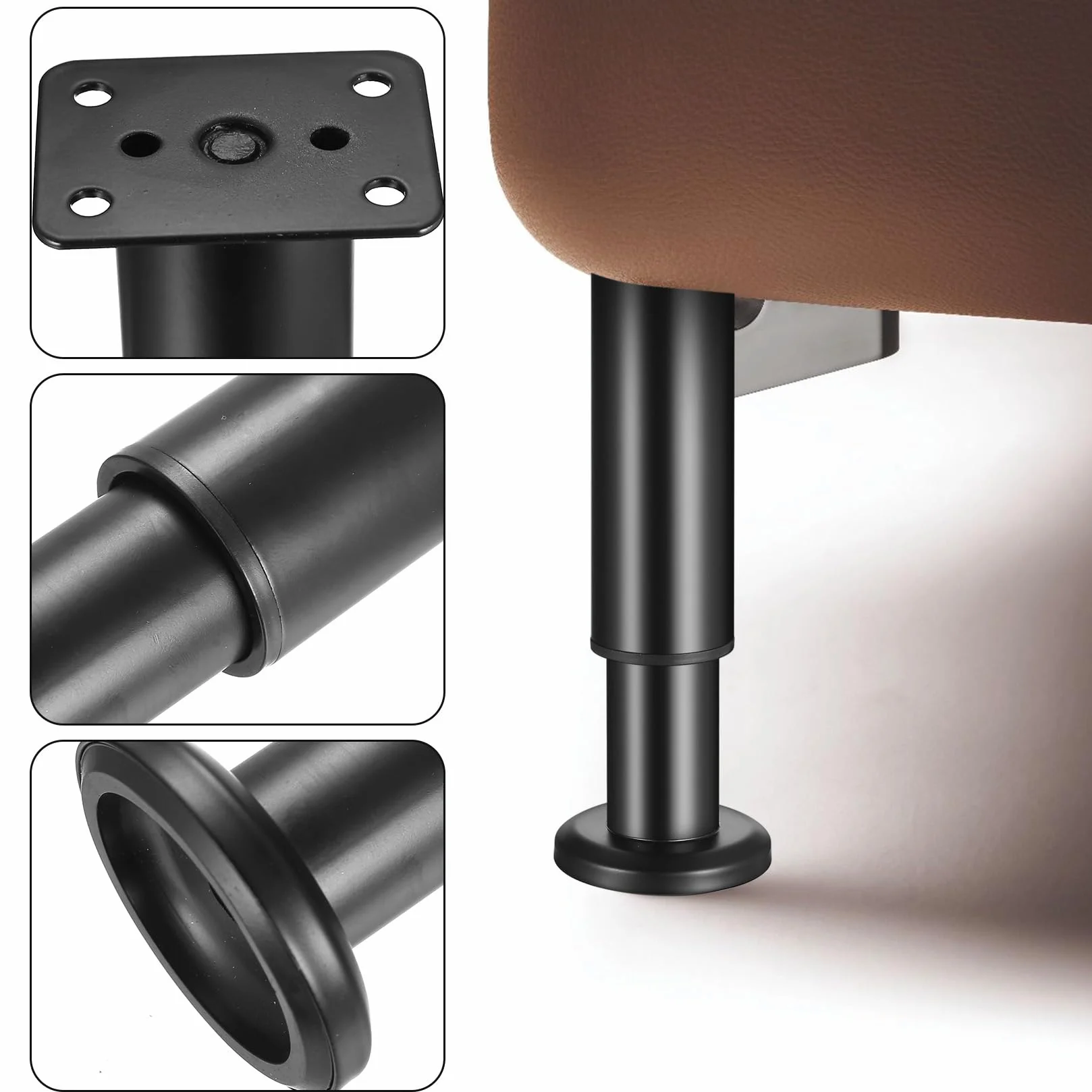 4 szt. nóżki meblowe z regulacją wysokości 12-18 cm, regulowane nóżki meblowe, nogi poziomujące, nogi do mebli stół krzesło sofa rozkładana szafka półki na sofy