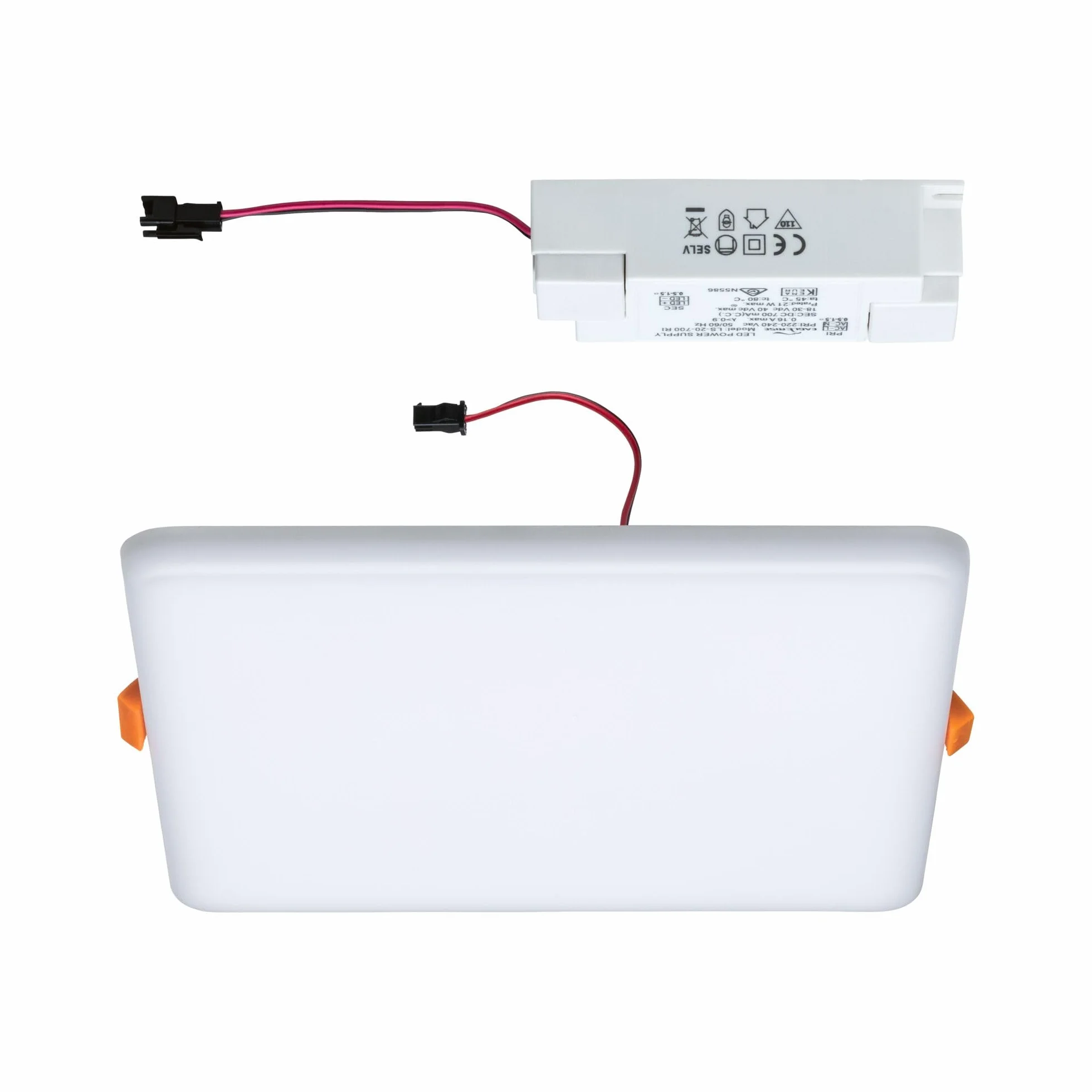 Paulmann 92395 Panel LED, oprawa wpuszczana Veluna VariFit, IP44 185x185mm czworok., w kompl. oprawa sufitowa 1x17 W satyn. tworzywo sztuczne 3000 K