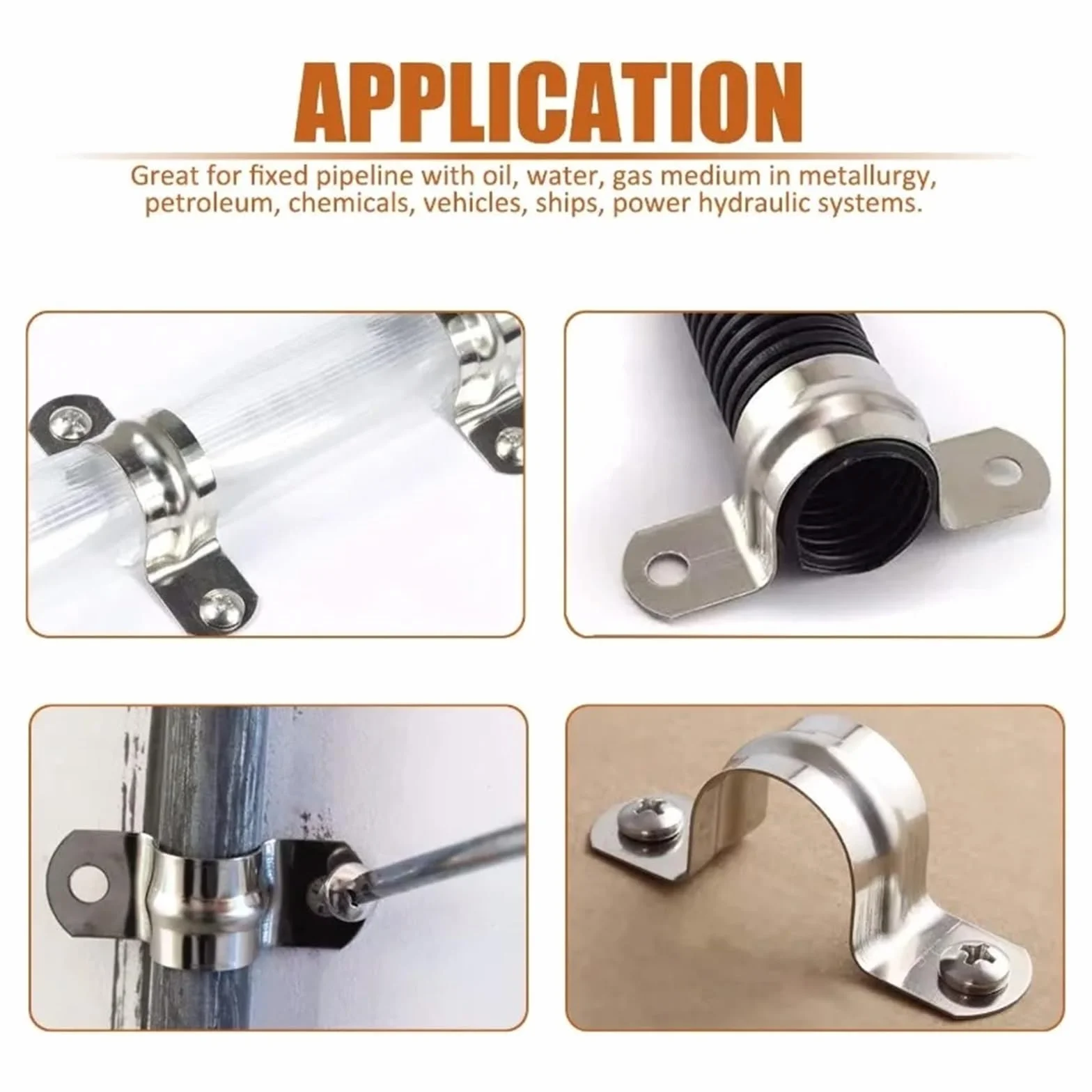 50 sztuk zaciski kablowe ze stali nierdzewnej pasek z dwoma otworami wspornik U sztywny pasek rurowy metalowy zacisk zaciski napinające Heavy Duty M5-M140(M140-50pcs)