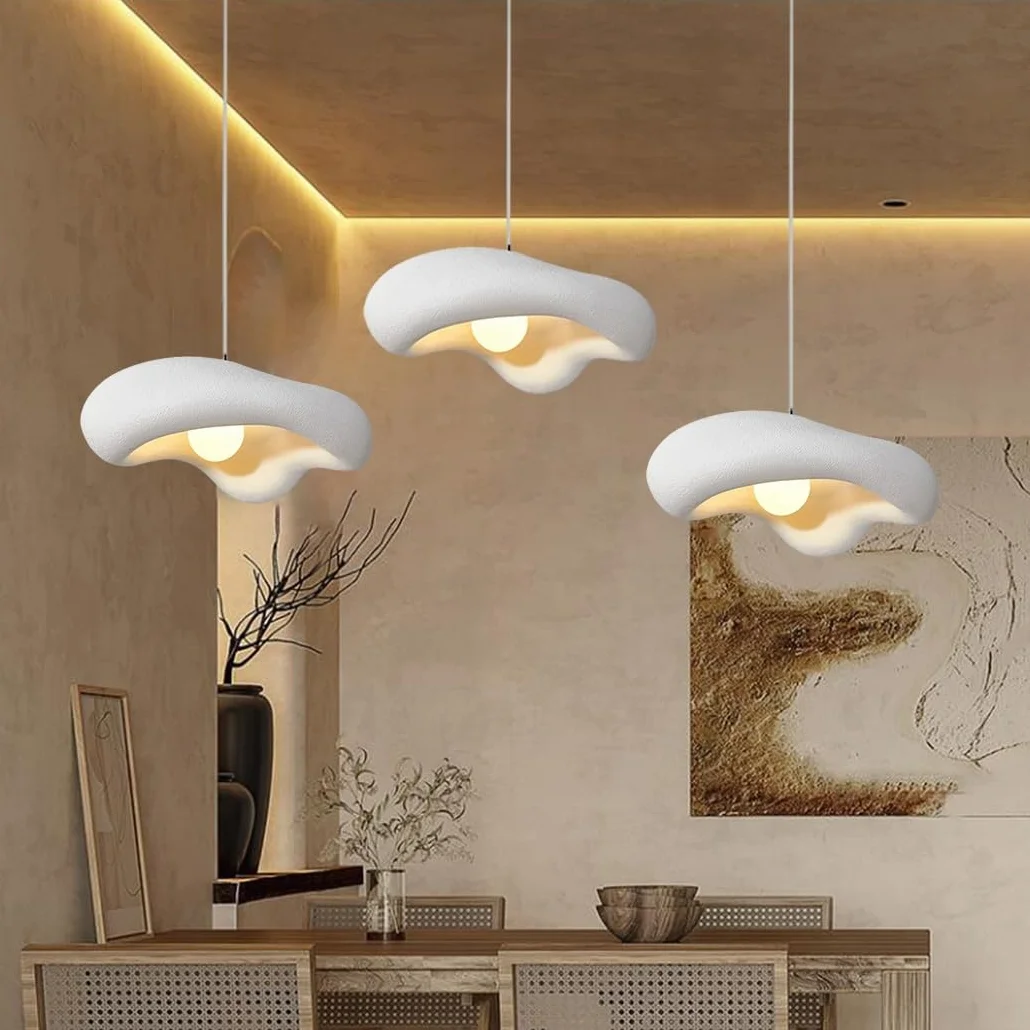 Kreatywna Kwiatowa Lampa Wisząca Wabi-Sabi Lampa Wisząca E27 Nowoczesna Lampy Wiszące Polistyren Lampa Styl Nordycki Do Sypialni Salonu Jadalni Kuchni Pokoju Dziecięcego Żyrandol(White,B)