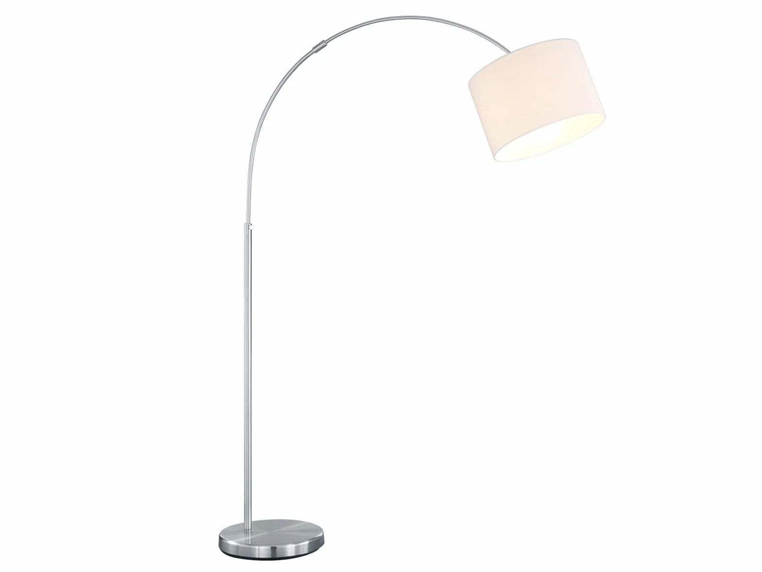 meineWunschleuchte Lampa łukowa z regulacją wysokości z abażurem z materiału w kolorze białym, maks. wysokość 215 cm