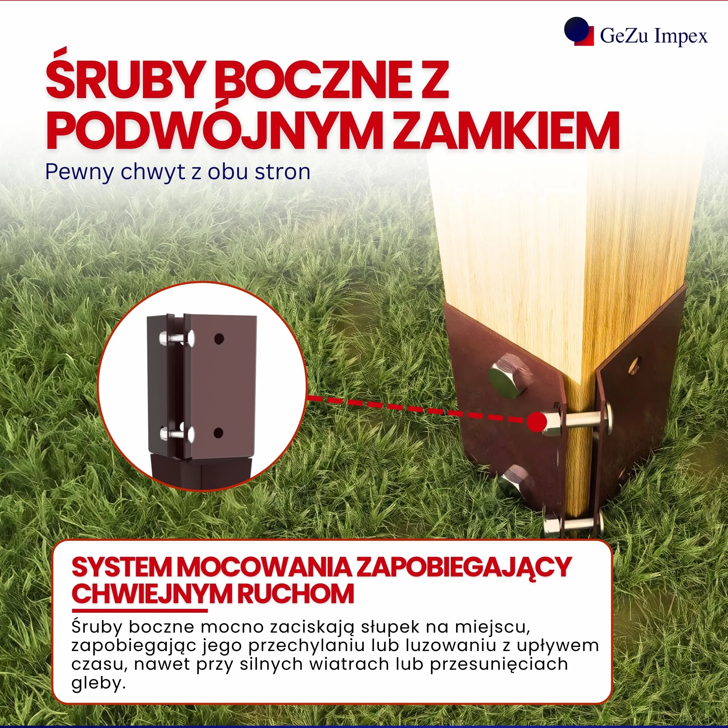 GEZU IMPEX Szybkozaciskowy Wspornik Wbijany 75 x 75 x 600 mm Zestaw 8 Kotwa Gruntowa Uchwyt Slupka Ogrodzeniowego Zacisk Wbijany Pokryty Proszkowo