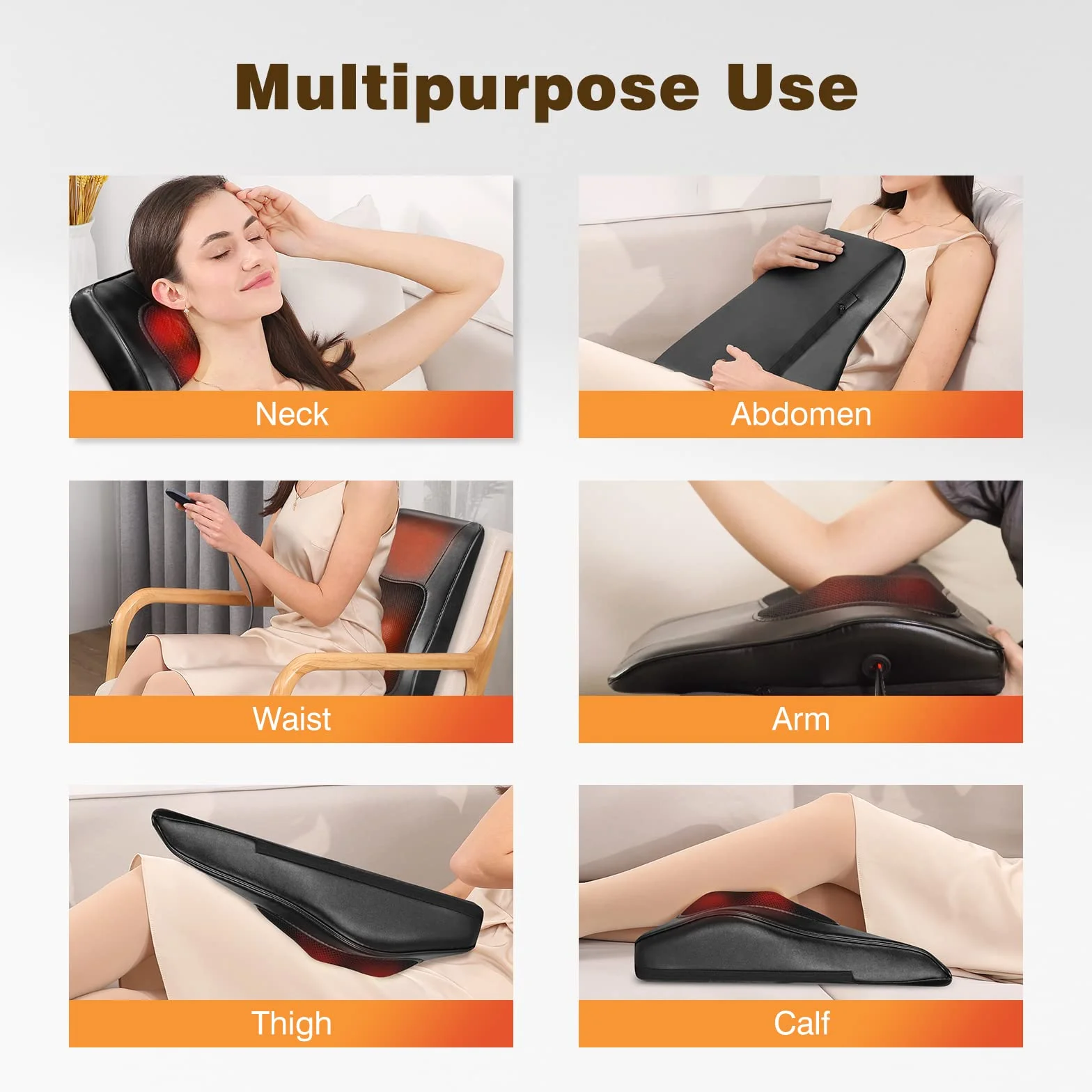 Careboda Shiatsu Back Massager with Heat, 3D głębokie masażu poduszka elektryczna dla ulgi w bólu szyi i pleców, idealna do użytku w domu, biurze i samochodzie, najlepszy prezent dla kobiet i mężczyzn