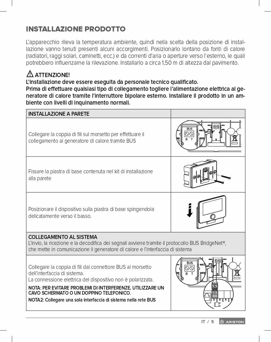 Ariston SENSYS HD 3319467 sterownik systemowy z przewodem, biały