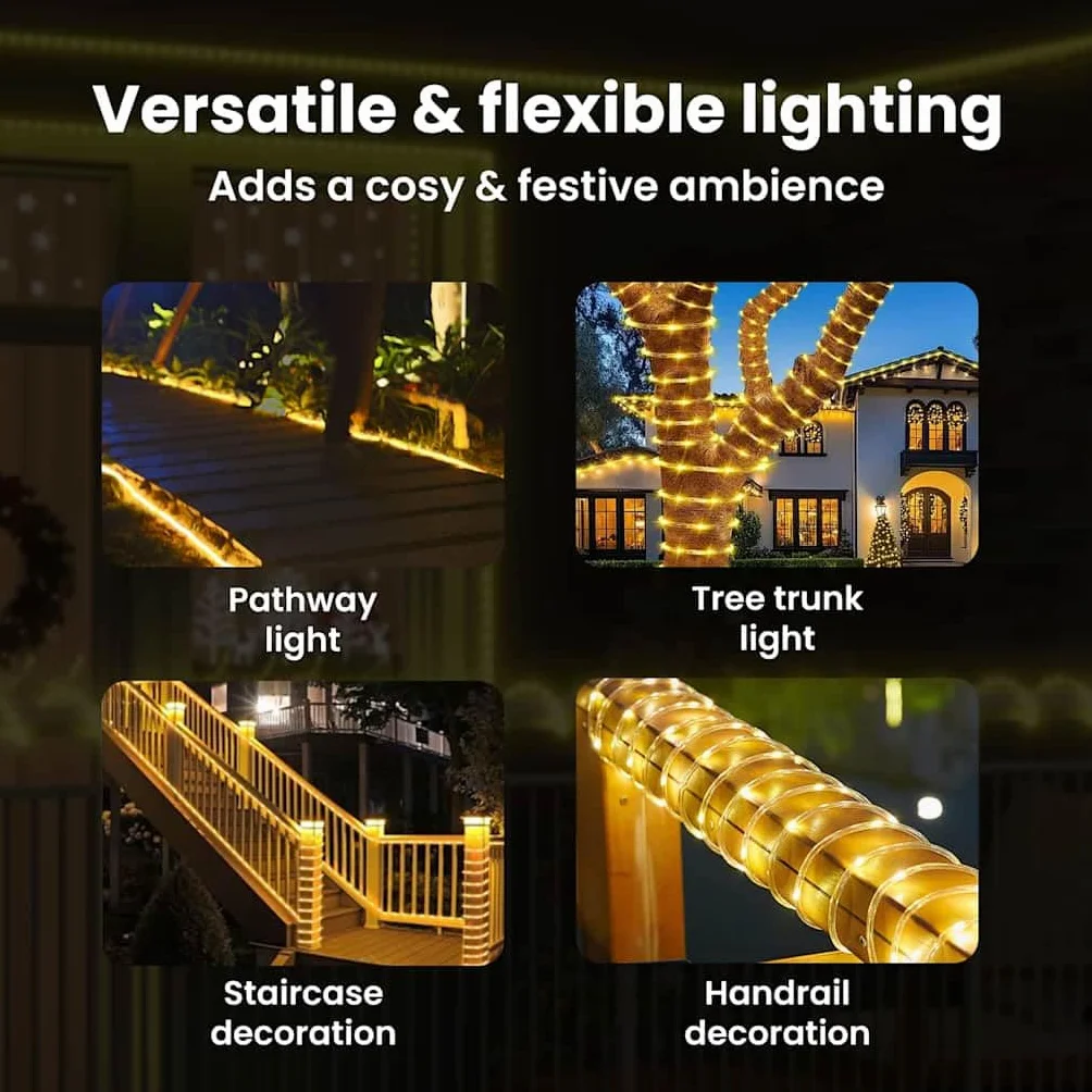 vidaXL Lina świetlna z 240 diodami LED Ciepła biel 10 m PVC, Oświetlenie LED, elastyczne lampki na żyłce, dekoracyjne świetlne akcenty, do domu i ogrodu, idealne na Święta