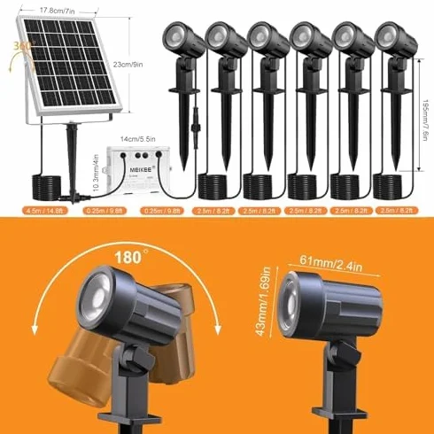 MEIKEE reflektory słoneczne ogrodowe z pilotem 6 sztuki 2700 K 4000 K 6000 K 3 poziomy jasności 2 tryby dynamiczne timer IP66 Wodoodporna słoneczna lampa ogrodowa do ścieżki ogrodowej na patio drzewo