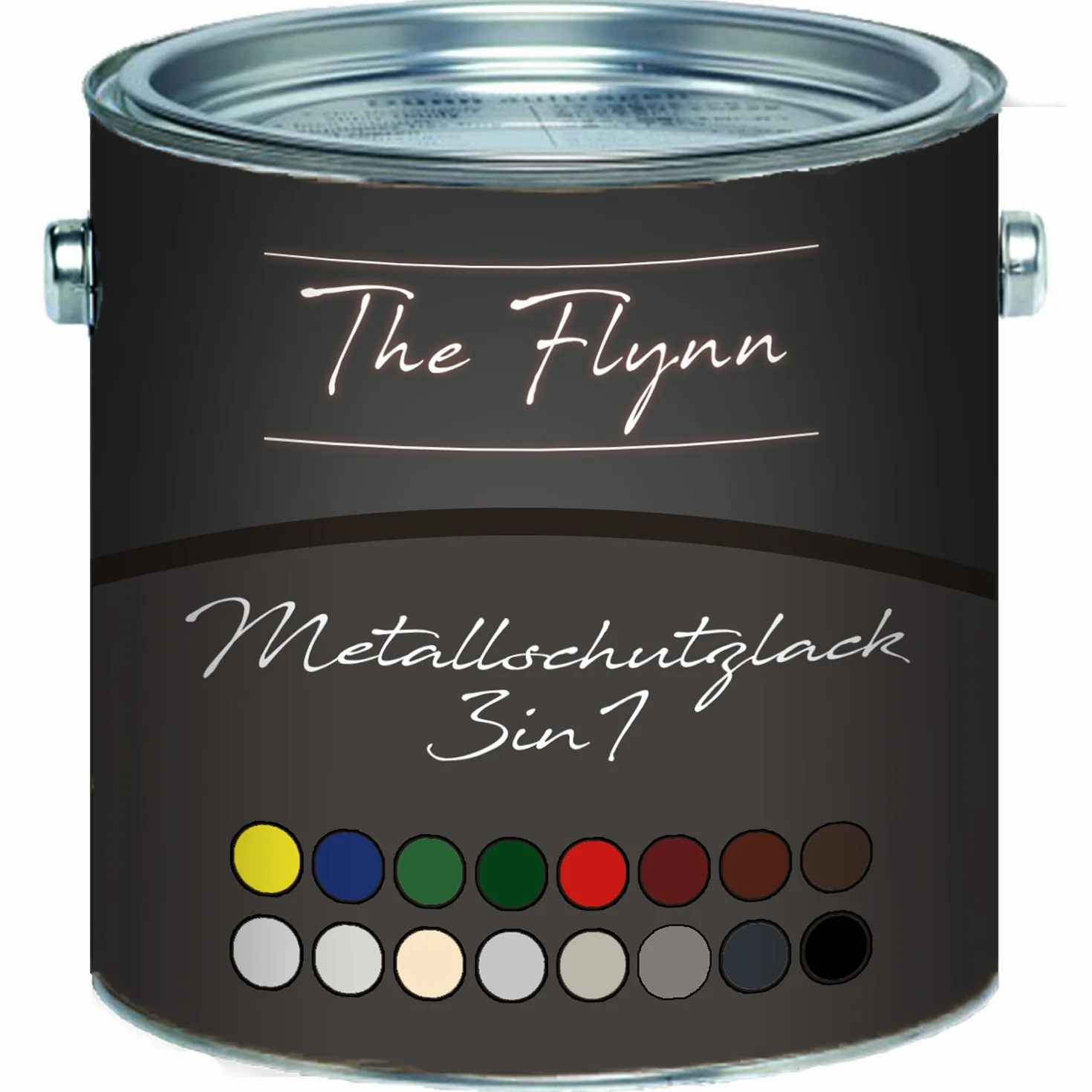 farba 3w1 do metalu farba do metalu żelaza aluminium cynku i stali - ochrona przed rdzą, gruntująca i nawierzchniowa w jednym! (2,5 L, Czarny (RAL 9005)) The Flynn