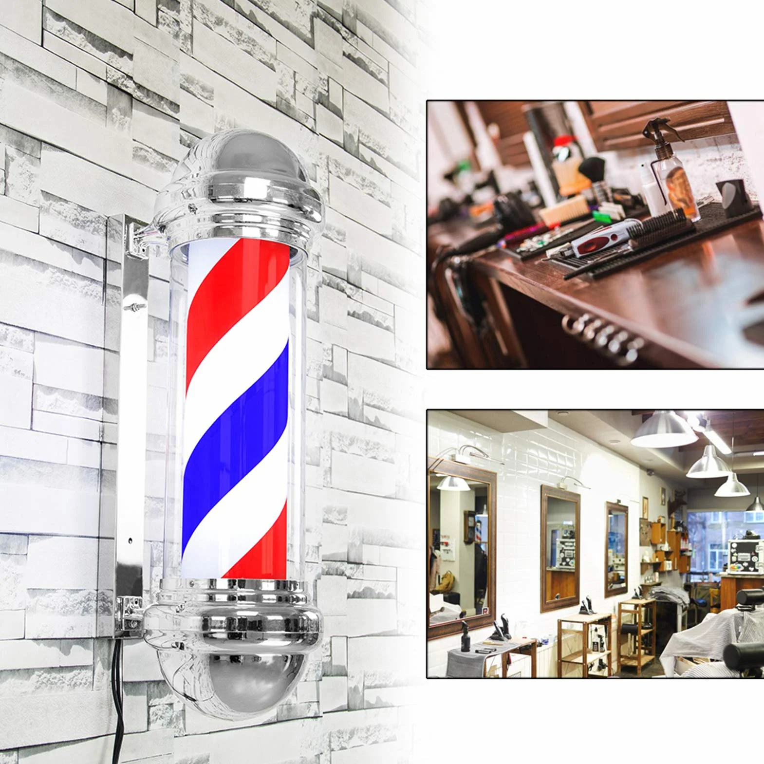 Lampa salonowa fryzjerska, obrotowe paski do salonu fryzjerskiego Open Barber Shop Pole światło LED do Barbershop
