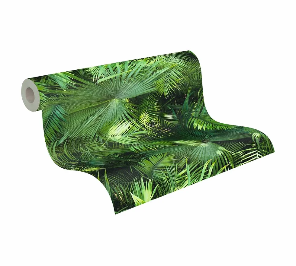 Livingwalls Bude 2.0 tapeta z nadrukiem palm 10,05 m x 0,53 m zielono-czarna Made in Germany