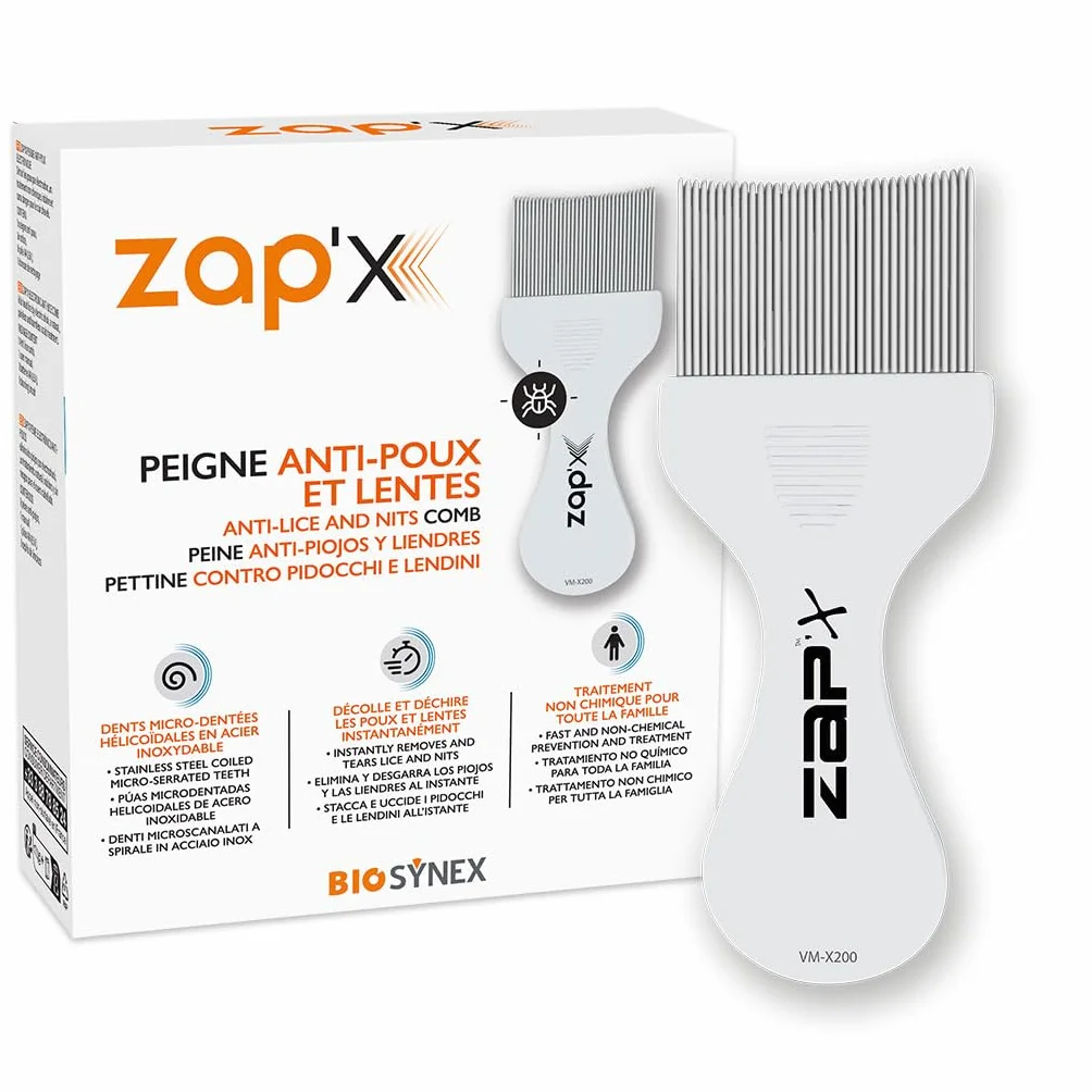 ZAP'X Ręczny grzebień przeciw wszom i gnidom ze stali nierdzewnej ergonomiczny