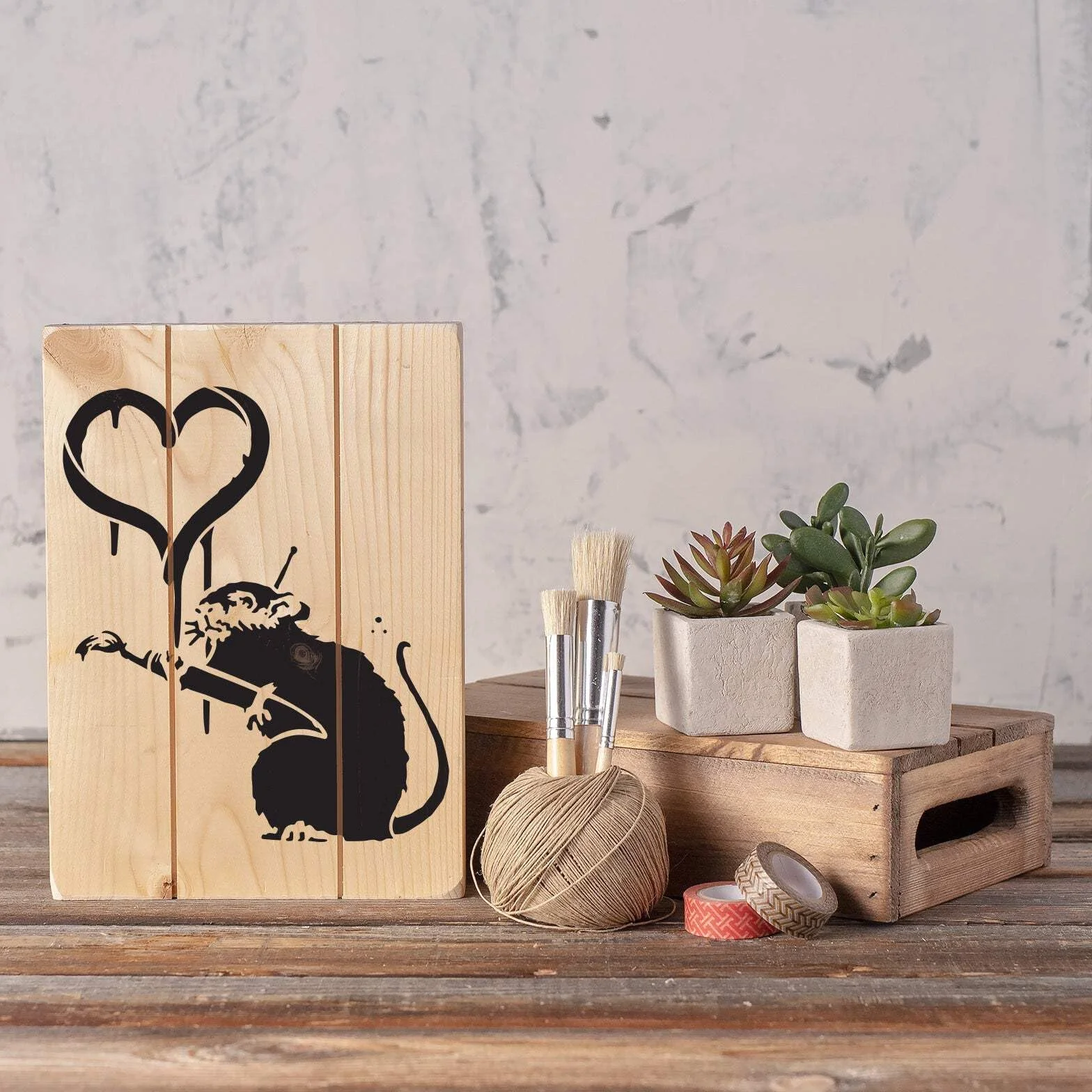 Banksy Love Rat szablon A5