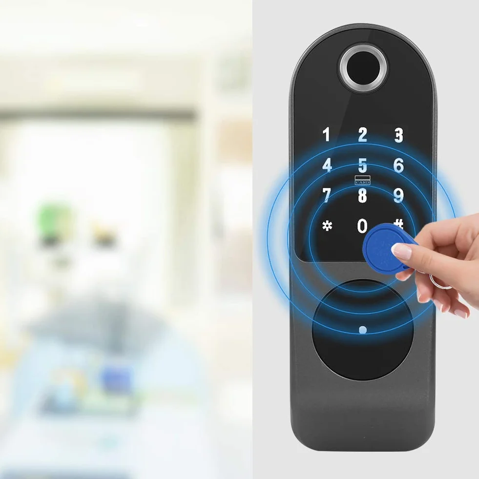Inteligentny elektroniczny zamek do drzwi, obsługuje odcisk palca/dowód osobisty/hasło/klucz/zdalne i inteligentne zabezpieczenie przełącznika i odblokowywanie biura domowego przed kradzieżą