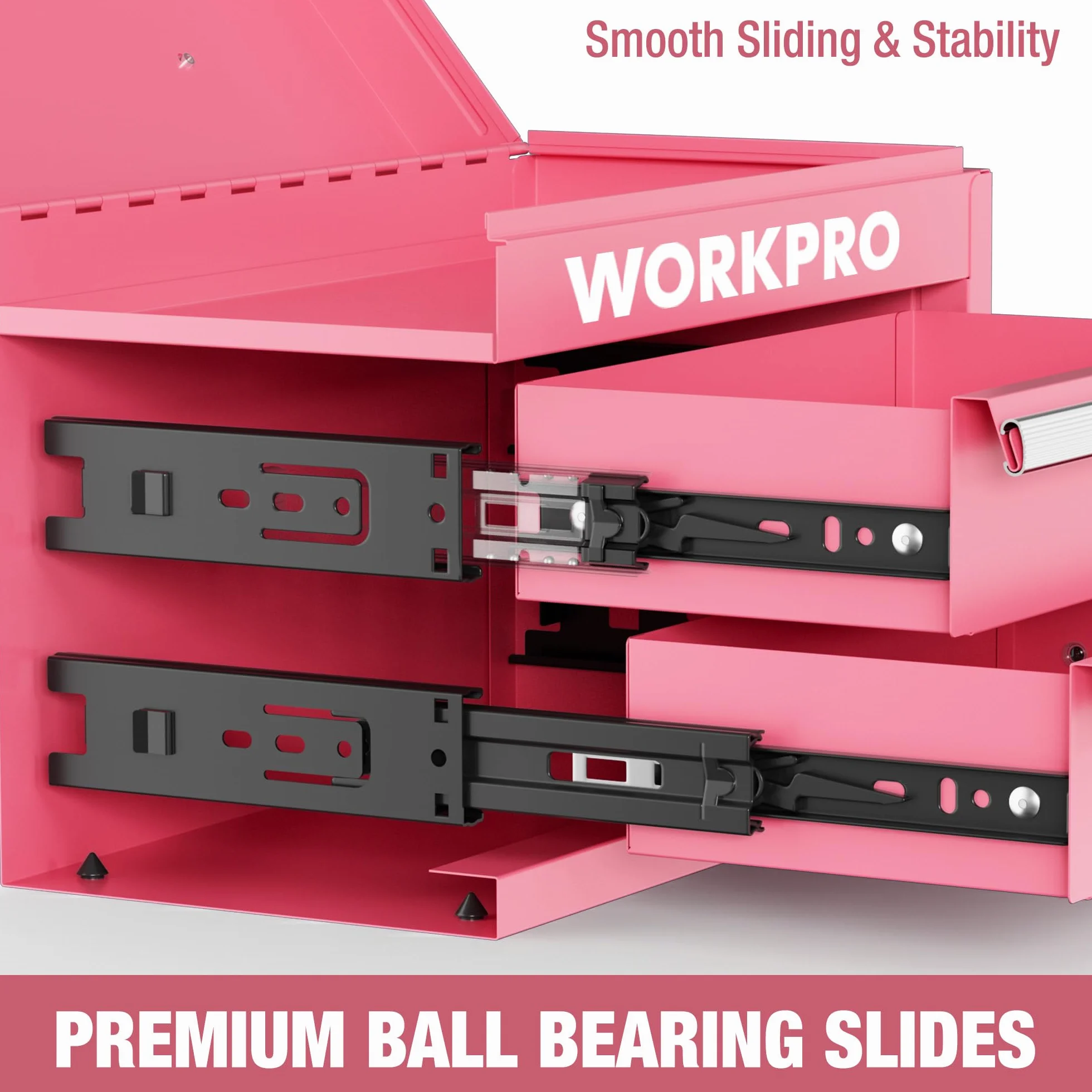 WORKPRO Metalowa skrzynka z szufladami z 2 szufladami i górną przestrzenią do przechowywania, różowa, 27,5 x 15 x 20,8 cm, organizer stołowy z szufladami, do biura, przebieralni i biurka