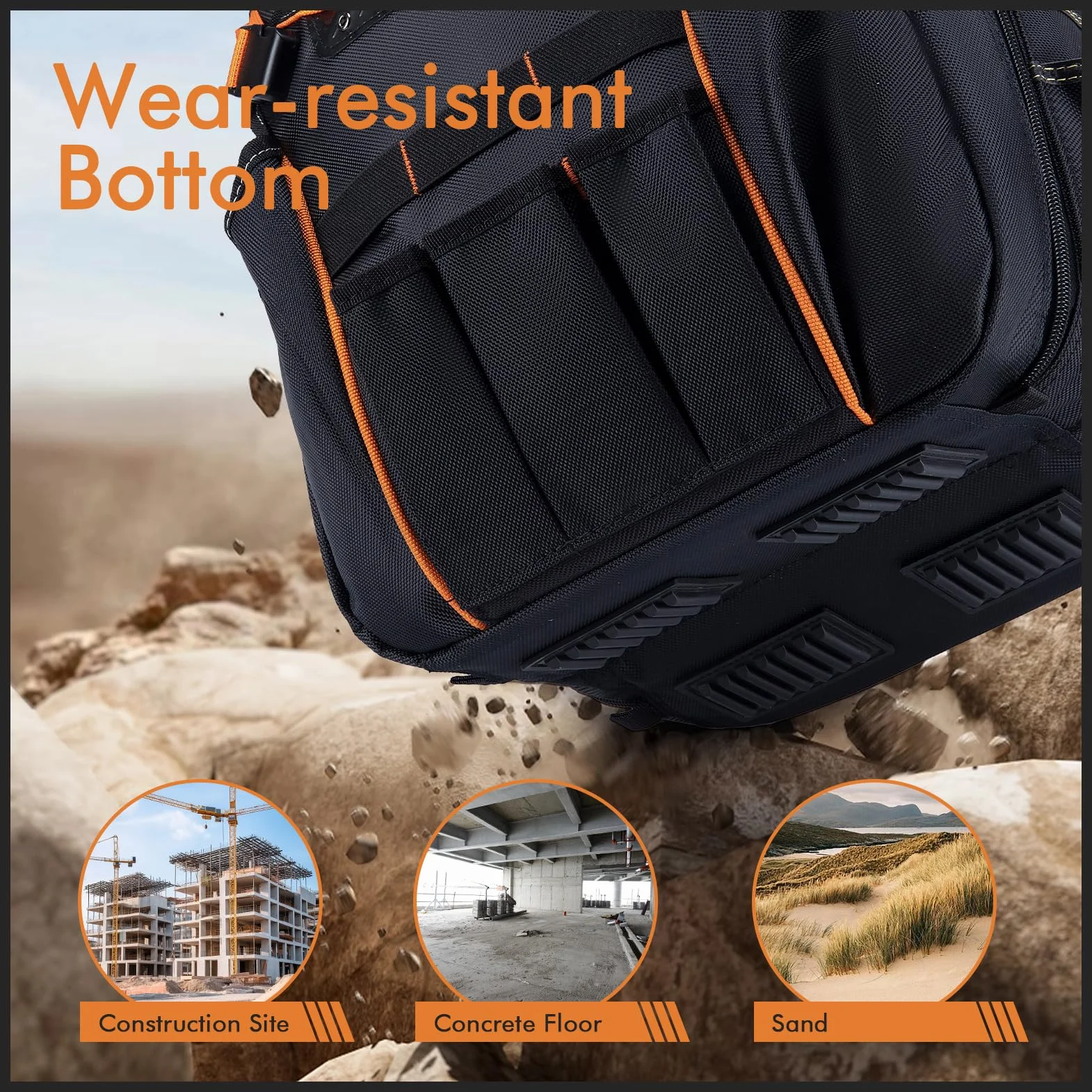 BAGZY 40x30x20cm Torba do Plecaka Narzędzia 1680D Torby Nośnik Narzędzi dla Mężczyzn 52 Kieszenie Elektryk Całkowicie Otwarty Plecak USB Podstawa Sztywna Torba Narzędzia Wycieczki Piesze Pomarańczowy