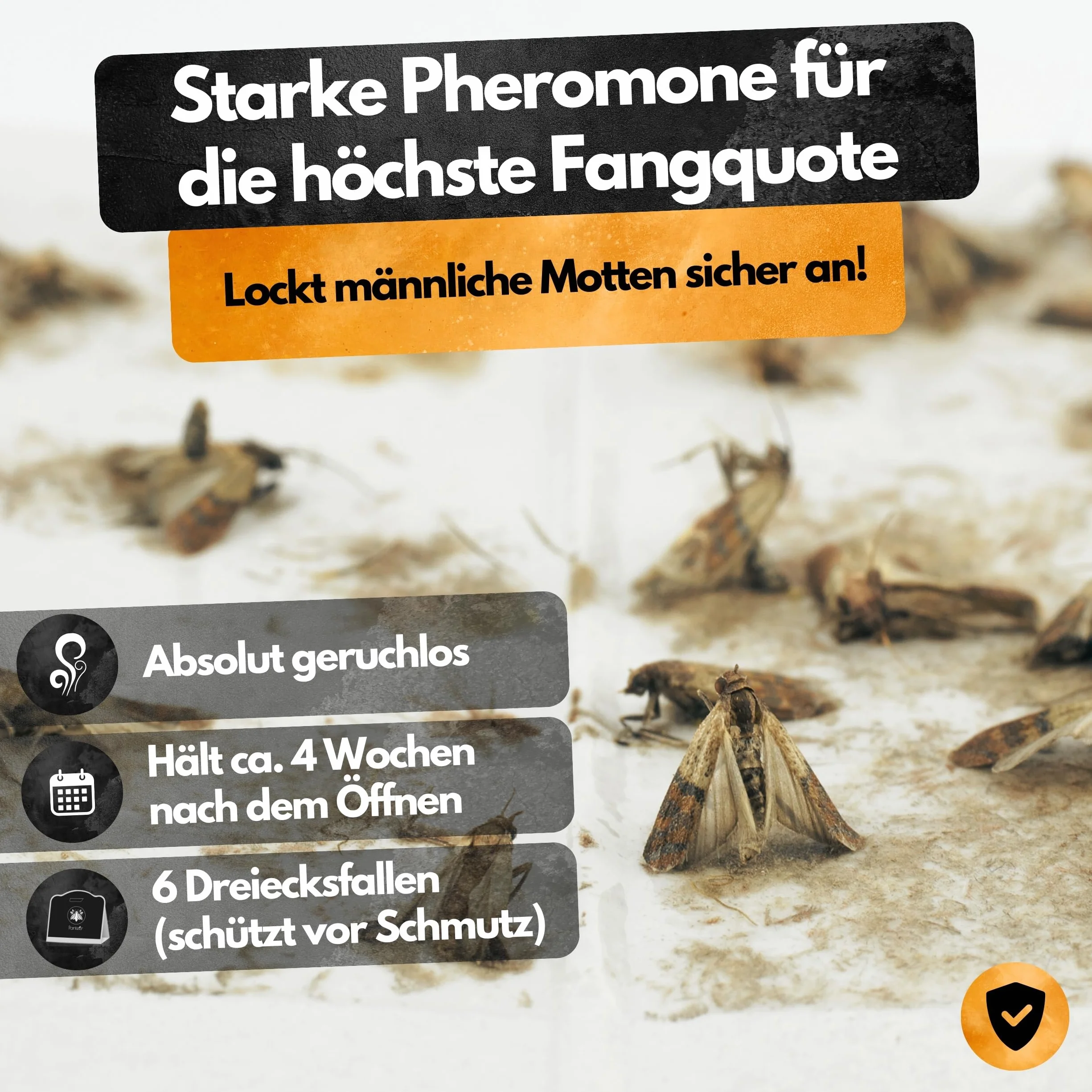 Pułapka na mole – 6 trójkątnych pułapek – pułapka na feromony o wysokiej skuteczności – przeciw molom spożywczym i molom odzieżowym – (2 w 1) – pułapka na mole spożywcze – pułapka na mole spożywcze