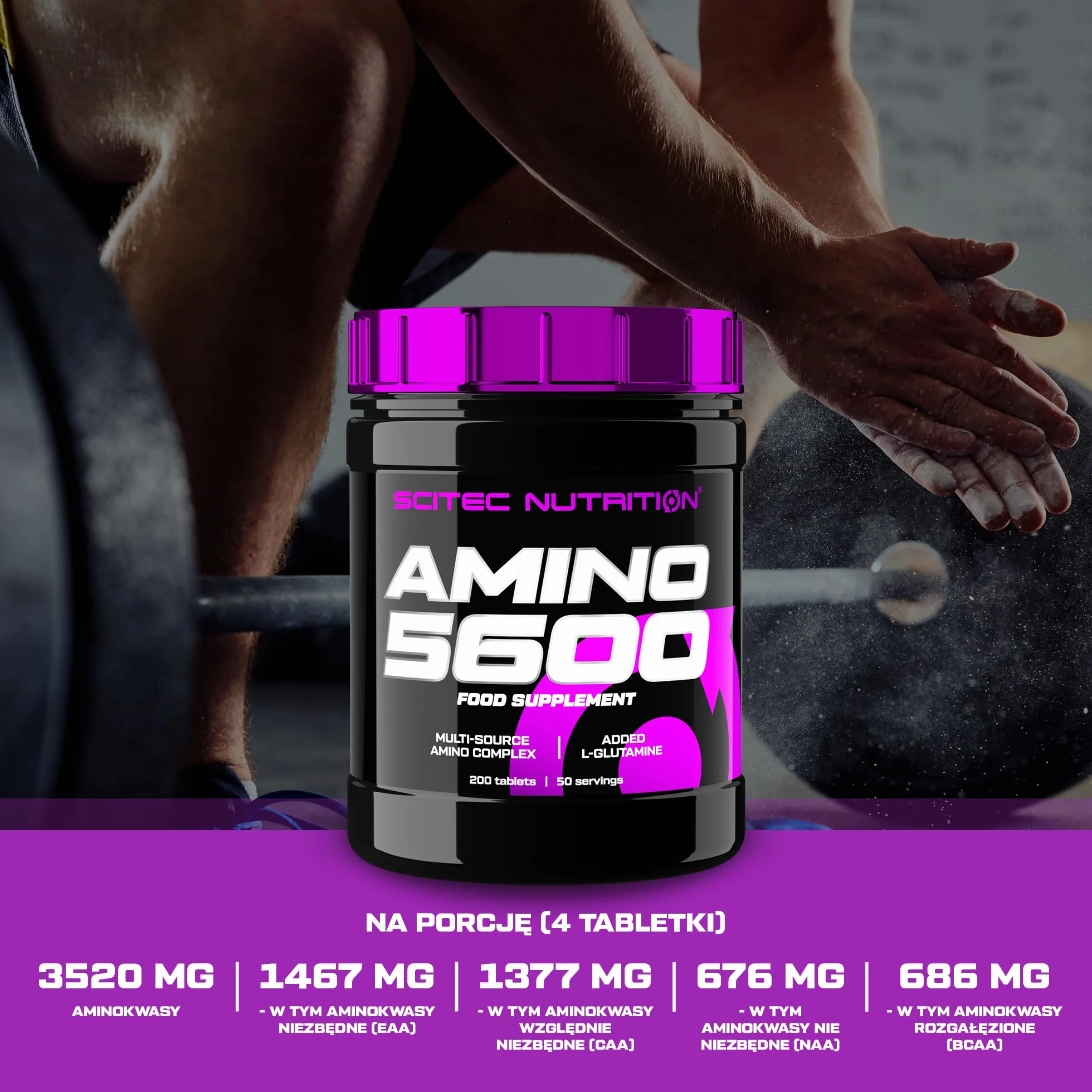 Scitec Nutrition Amino 5600 Tablets, BCAA z L-glutaminą, 500 tabletek