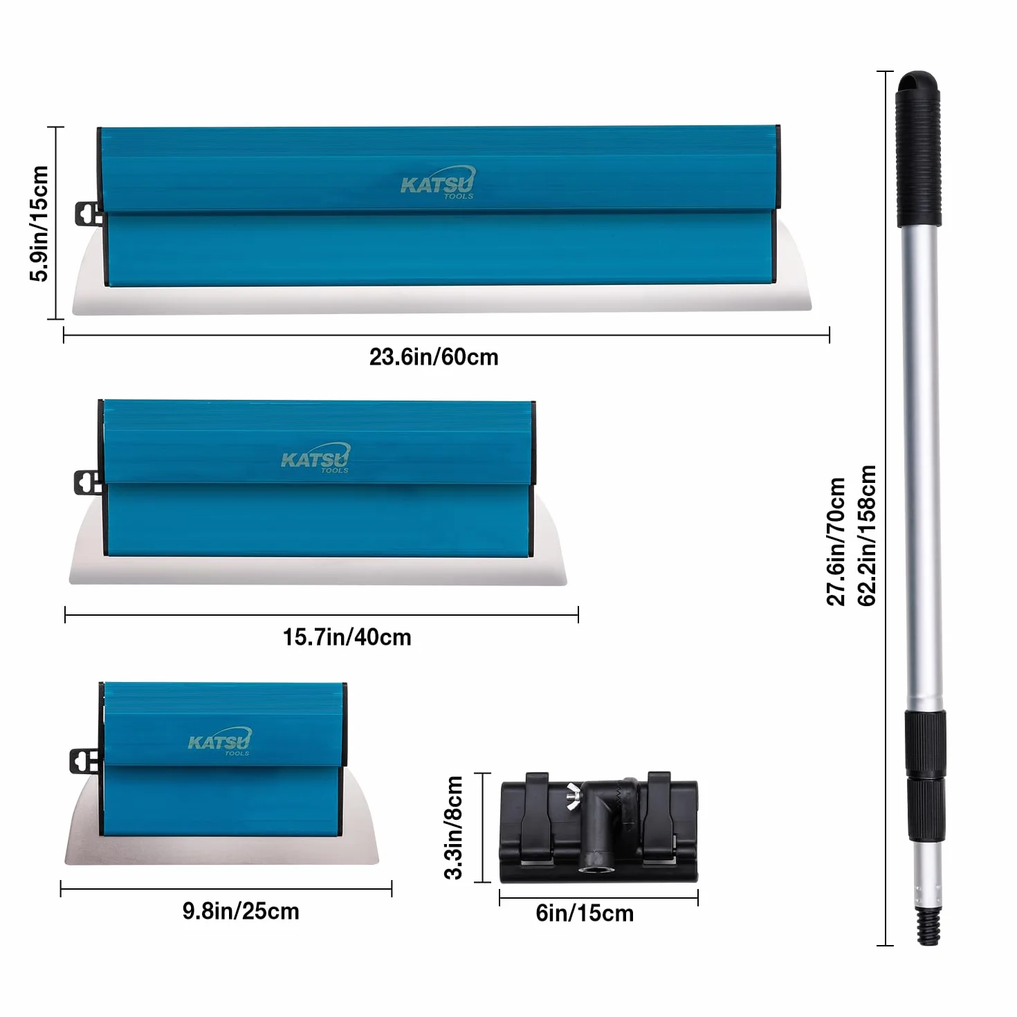 KATSU Tools Zestaw szpachli 25-60 cm ze stali nierdzewnej do płyt gipsowo-kartonowych