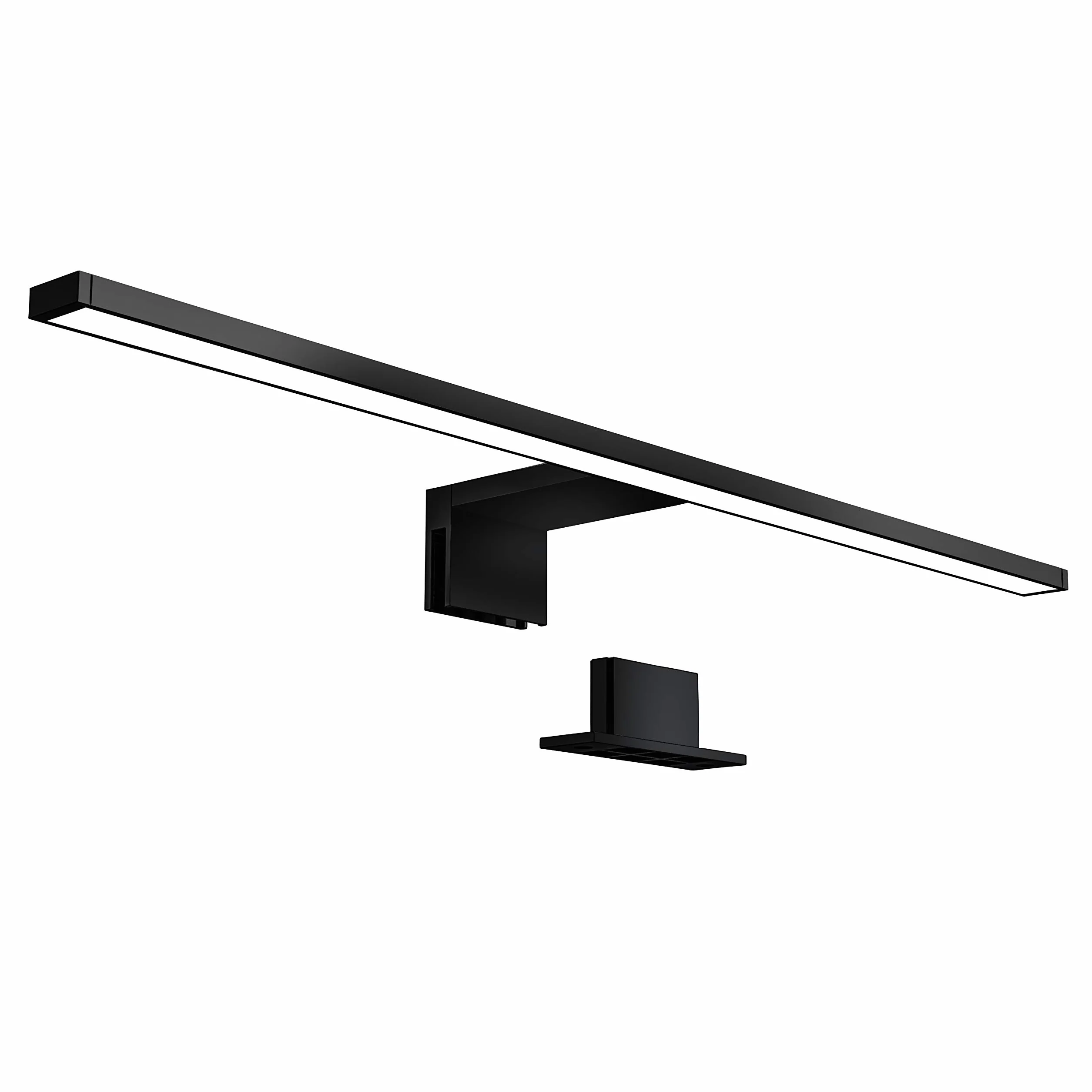 B.K.Licht - Lampa łazienkowa z montażem 2 w 1, neutralna biała barwa światła, zaciskowa, lampa łazienkowa, oświetlenie szafy, lustro, 60 x 10,3 x 3,6 cm, czarna