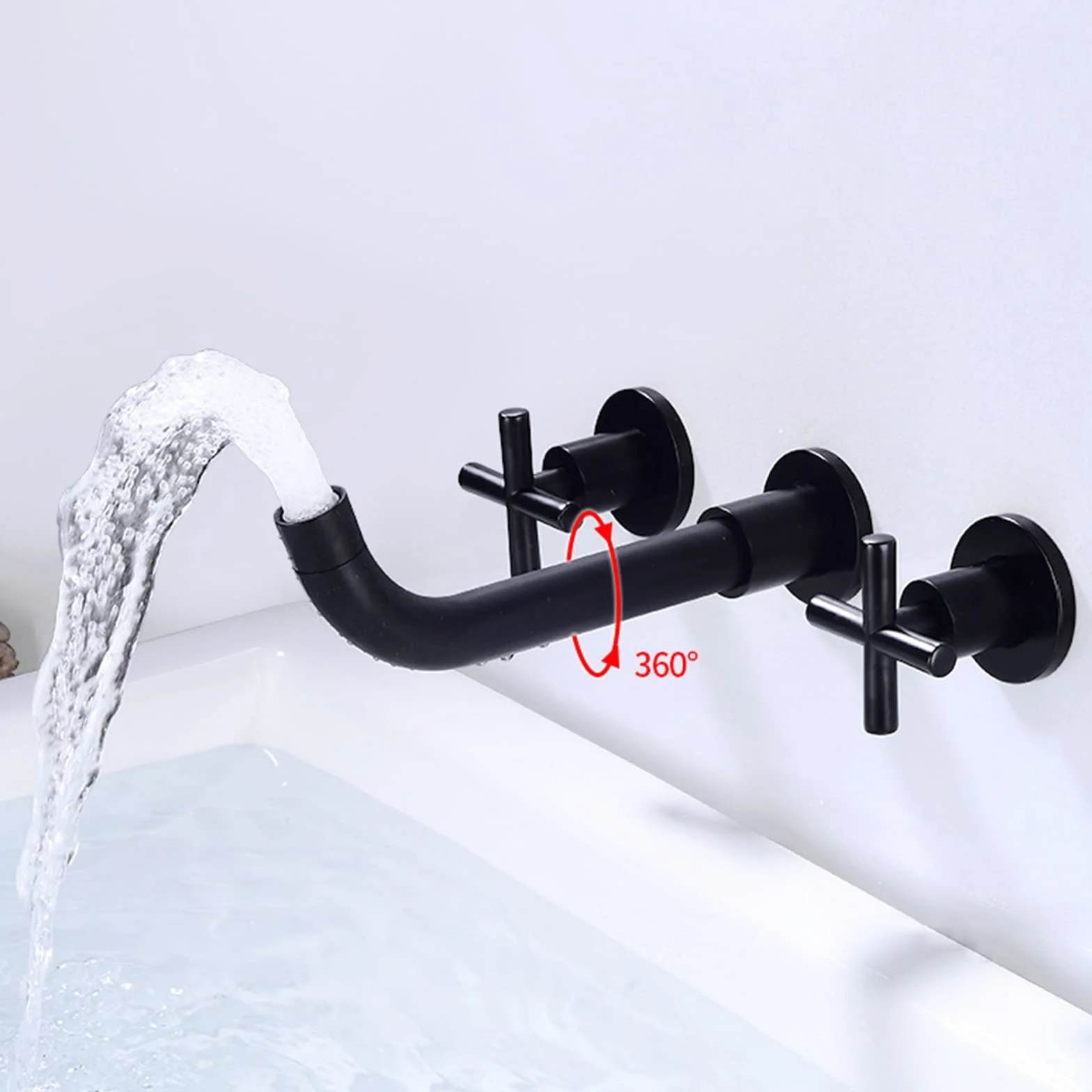 Faucet Bateria ścienna Bateria łazienkowa Bateria umywalkowa Baterie wannowe z wylewką 20 cm Baterie umywalkowe Uchwyt krzyżowy Ciepła i zimna podtynkowa bateria do zlewu Baterie wannowe Szczotkowane