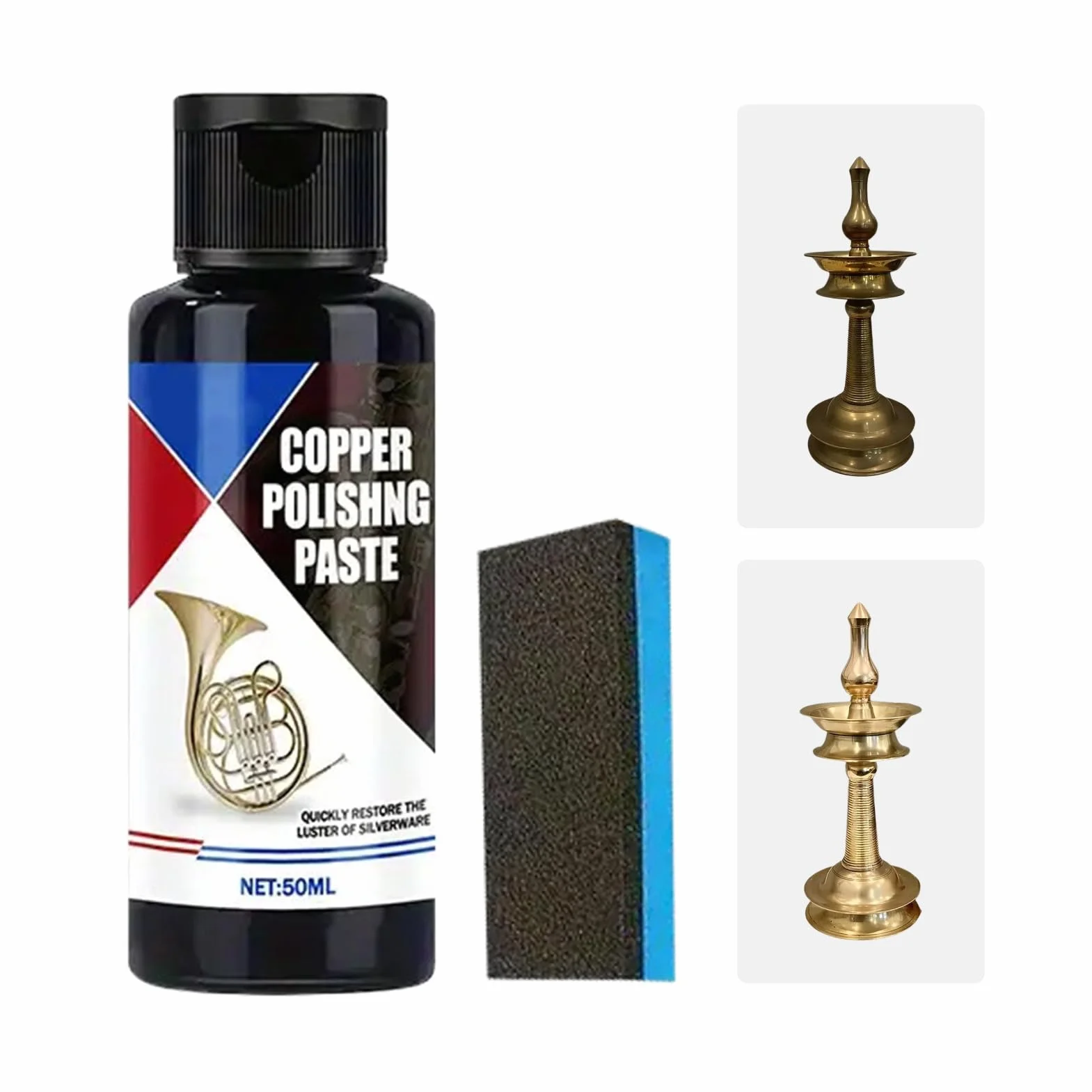 Środek czyszczący do mosiądzu – środek do czyszczenia miedzi - 50 ml środek czyszczący do czyszczenia bez zarysowań do urządzeń chromowanych, zegarek, stal nierdzewna, aluminium