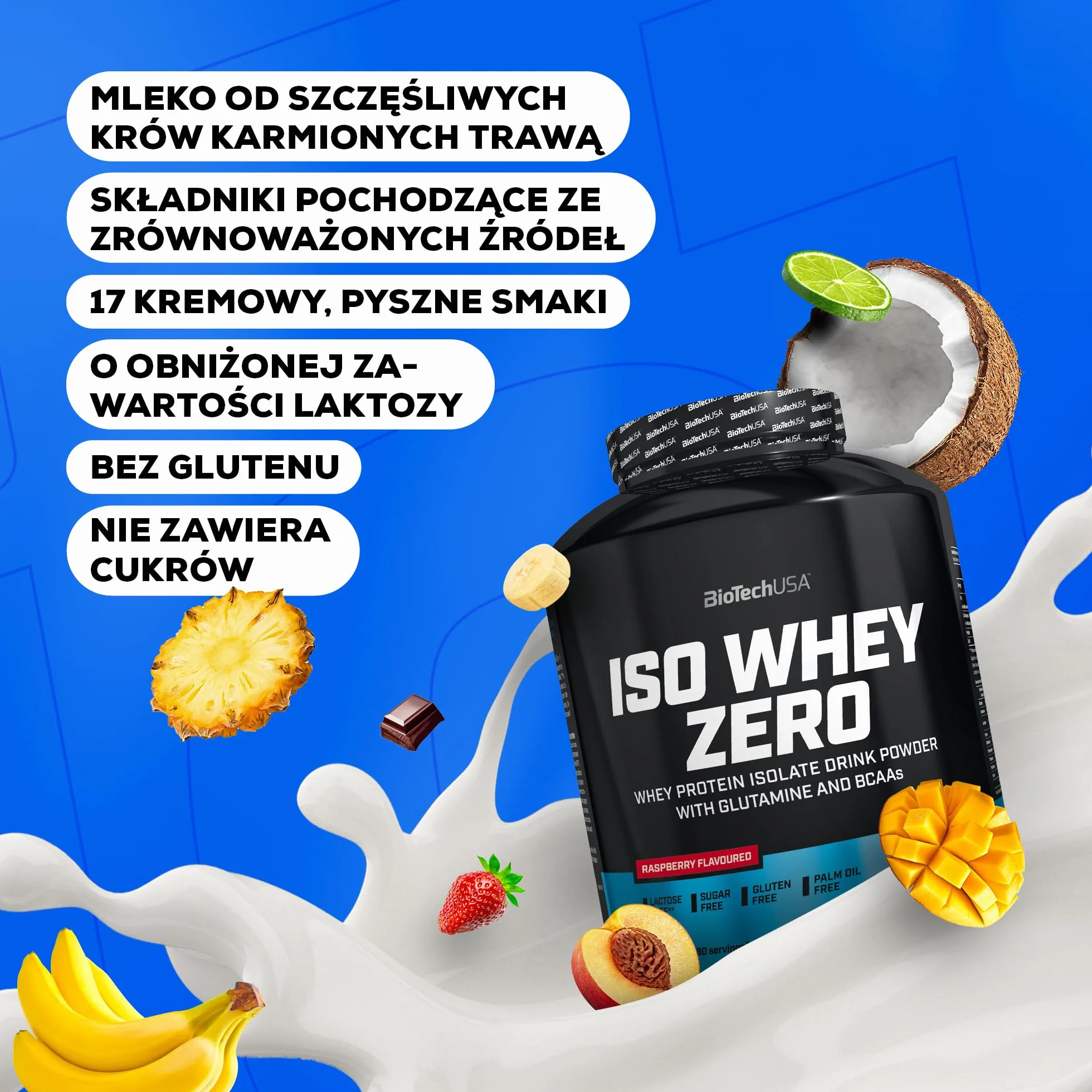 BioTechUSA Iso Whey Zero | Premium Whey Protein Isolate | Grass-Fed | Enzyme-Free | Sugar- and Gluten-free, 908 g, Wanilia
