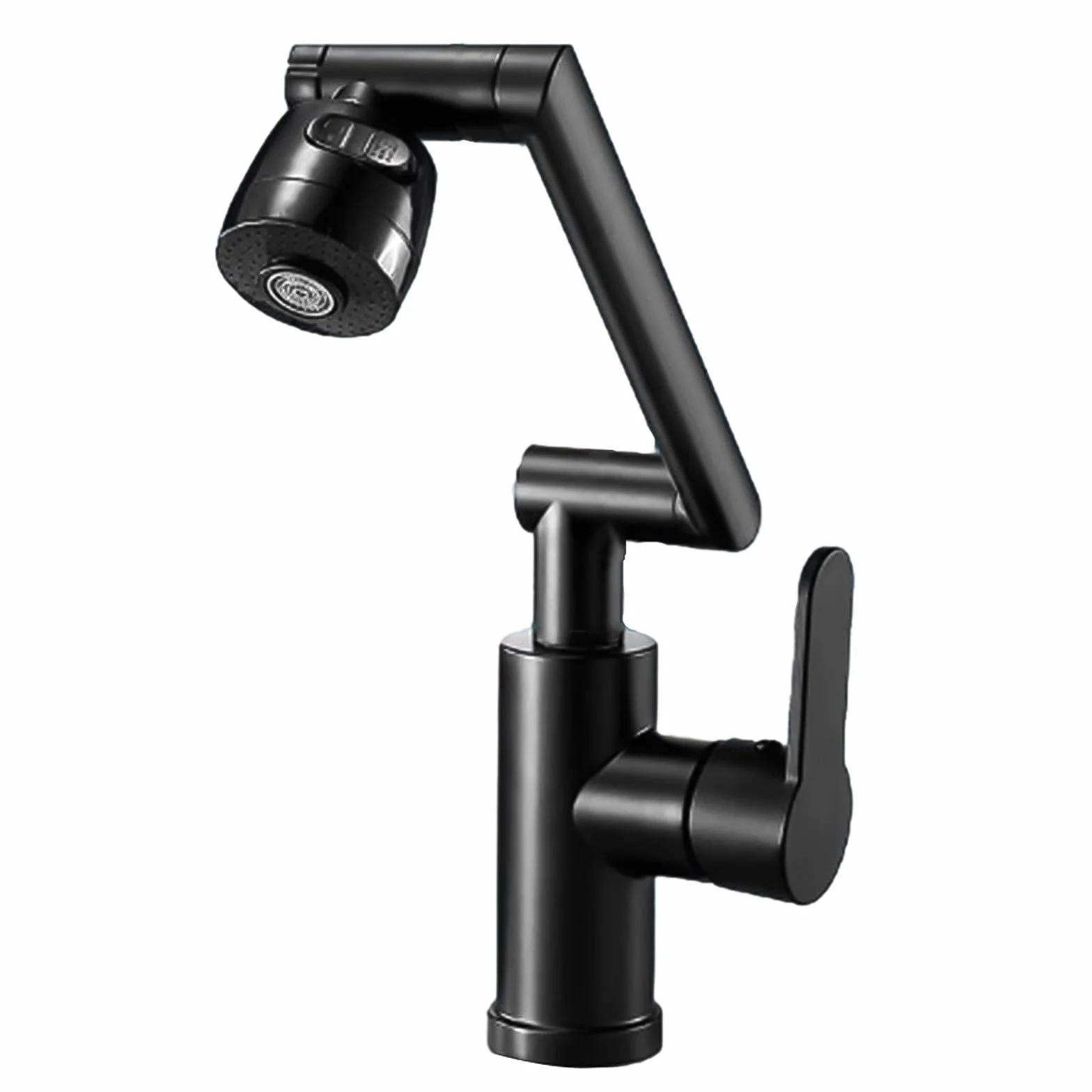 QTANZIQI Aerator z obrotową przedłużką 1080°, 10-trybowa głowica prysznicowa o silnym przepływie, dwukierunkowy perlator kranu oszczędzającego wodę do zlewu kuchennego w łazience (czarny)