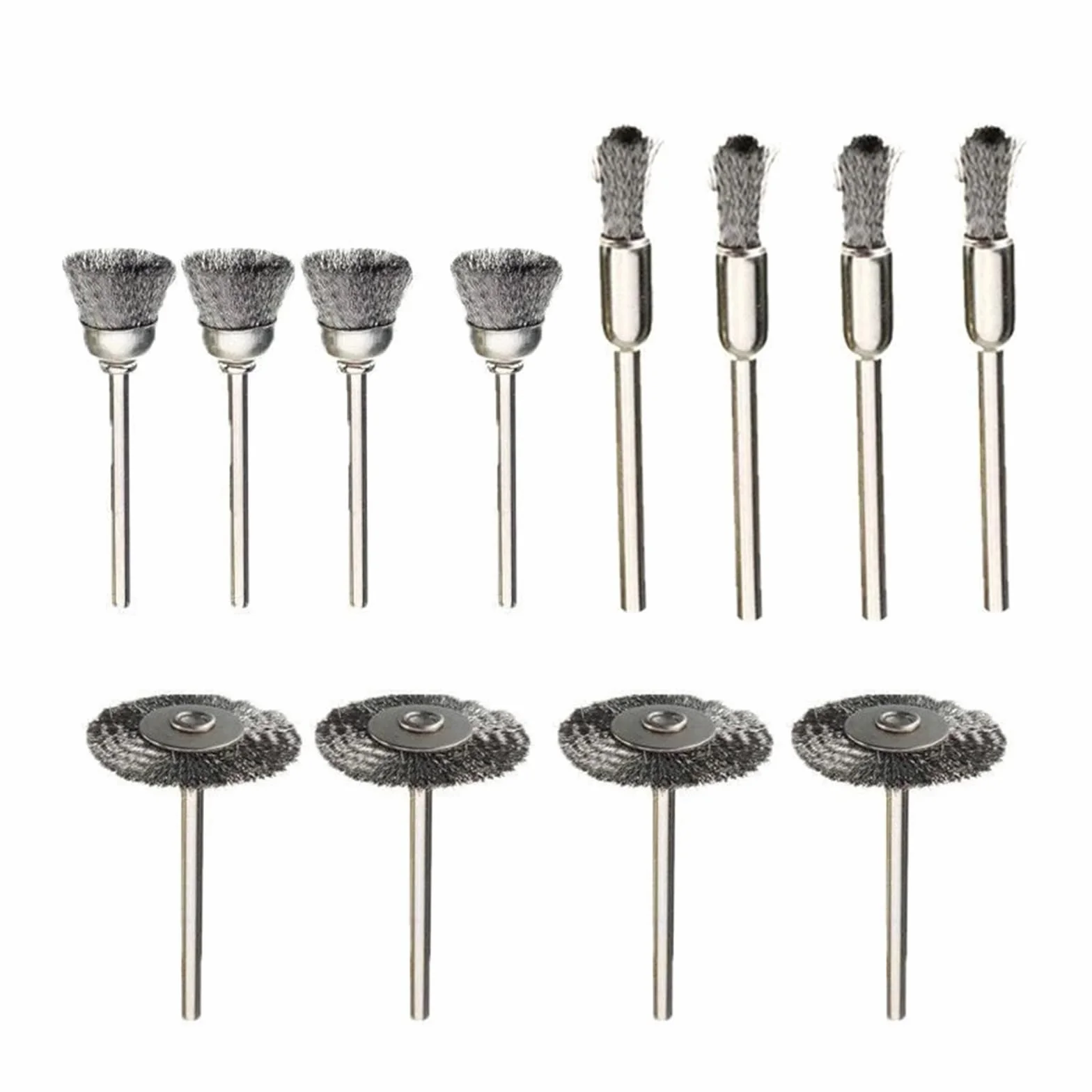 Wiertła z drucianymi szczotkami, 12 sztuk szczotka druciana wiertło mosiężne do usuwania polerowania 6/10/25mm(12pcs Steel Brushes)