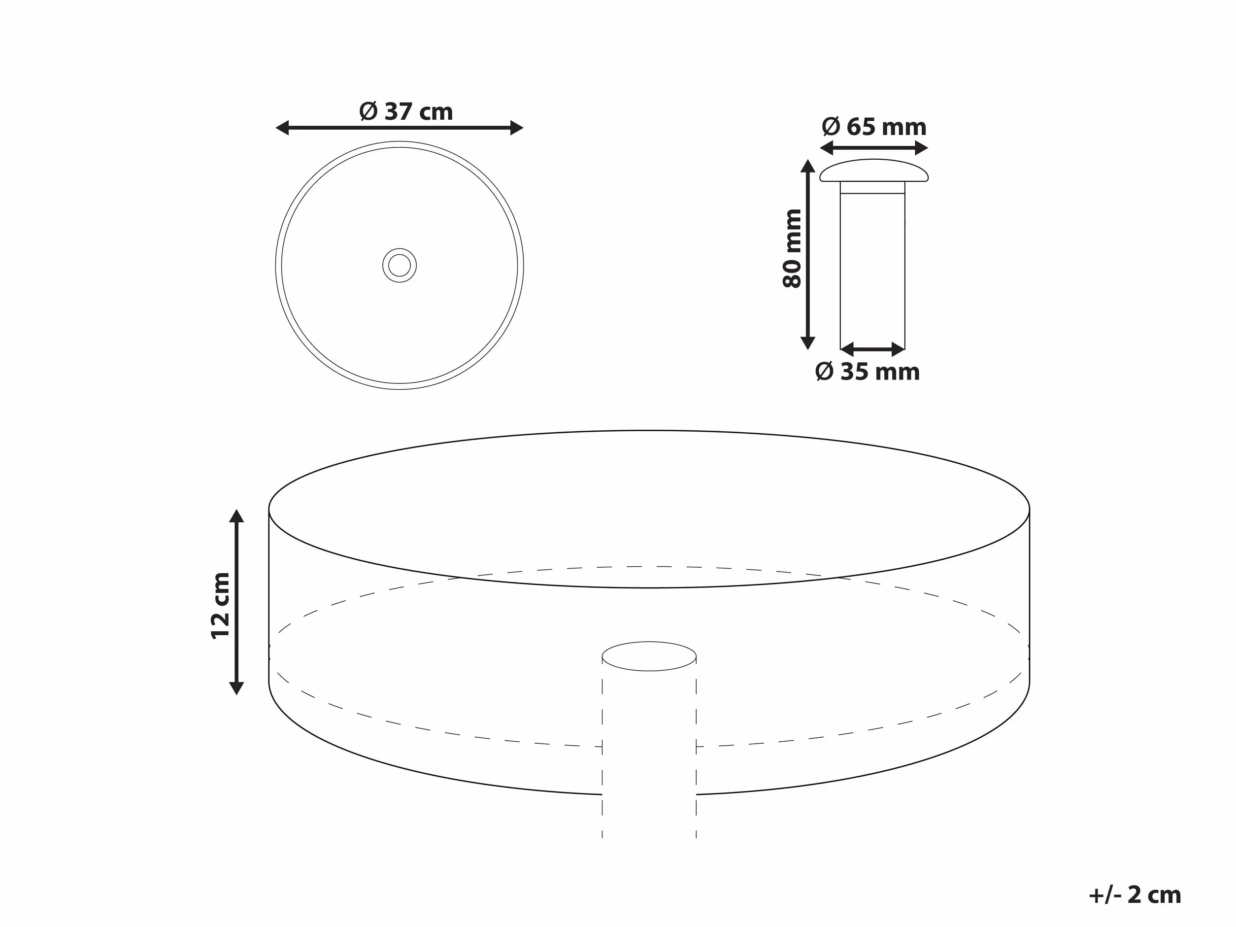 Umywalka łazienkowa nablatowa ceramiczna mat okrągła 37 cm niebieska Gudar