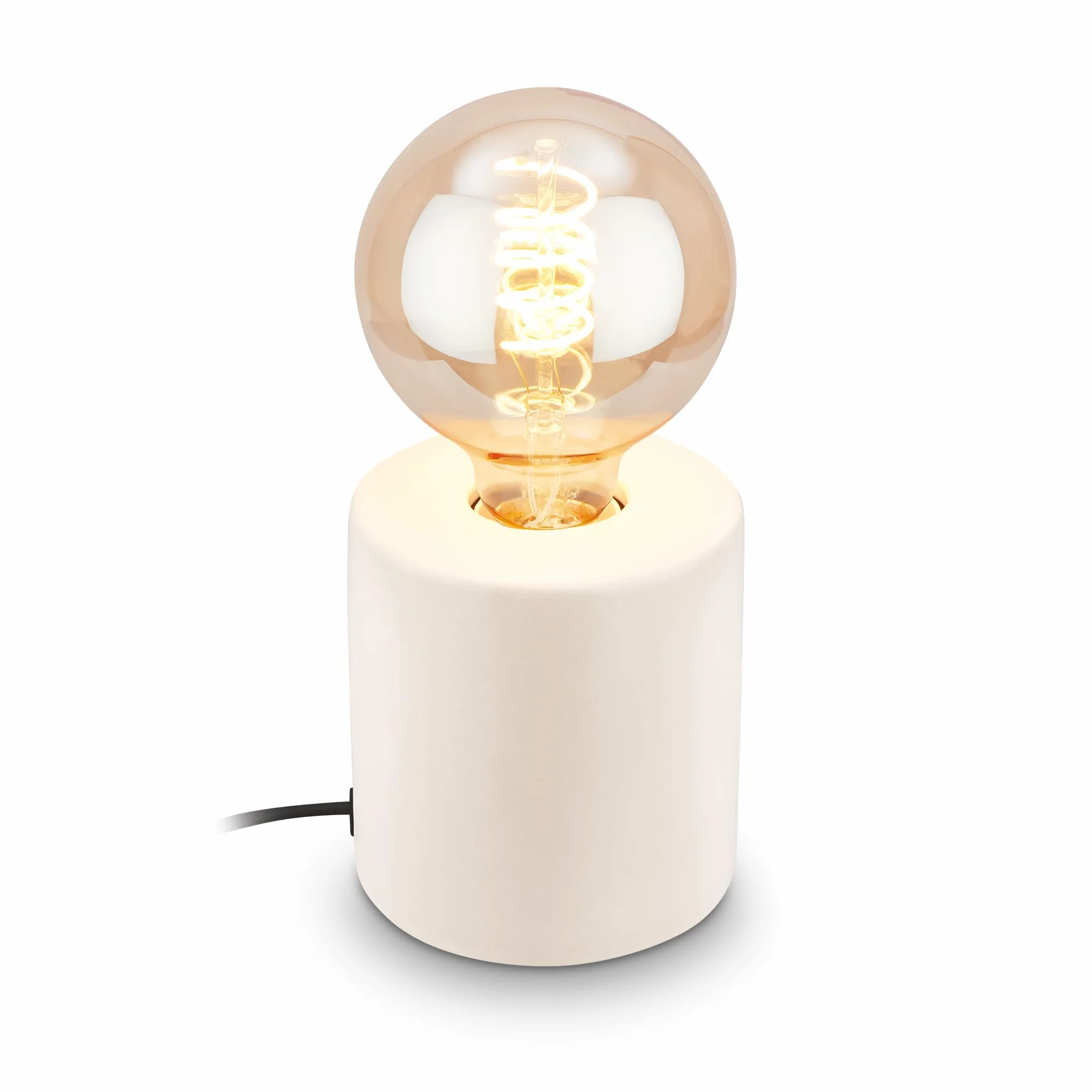 BRILONER - Lampa stołowa z przełącznikiem kablowym, ceramiczna podstawa, E27, maks. 10 W, lampka nocna, lampka, lampa biurowa, lampka do czytania, 10 x 10,3 cm, stara biel