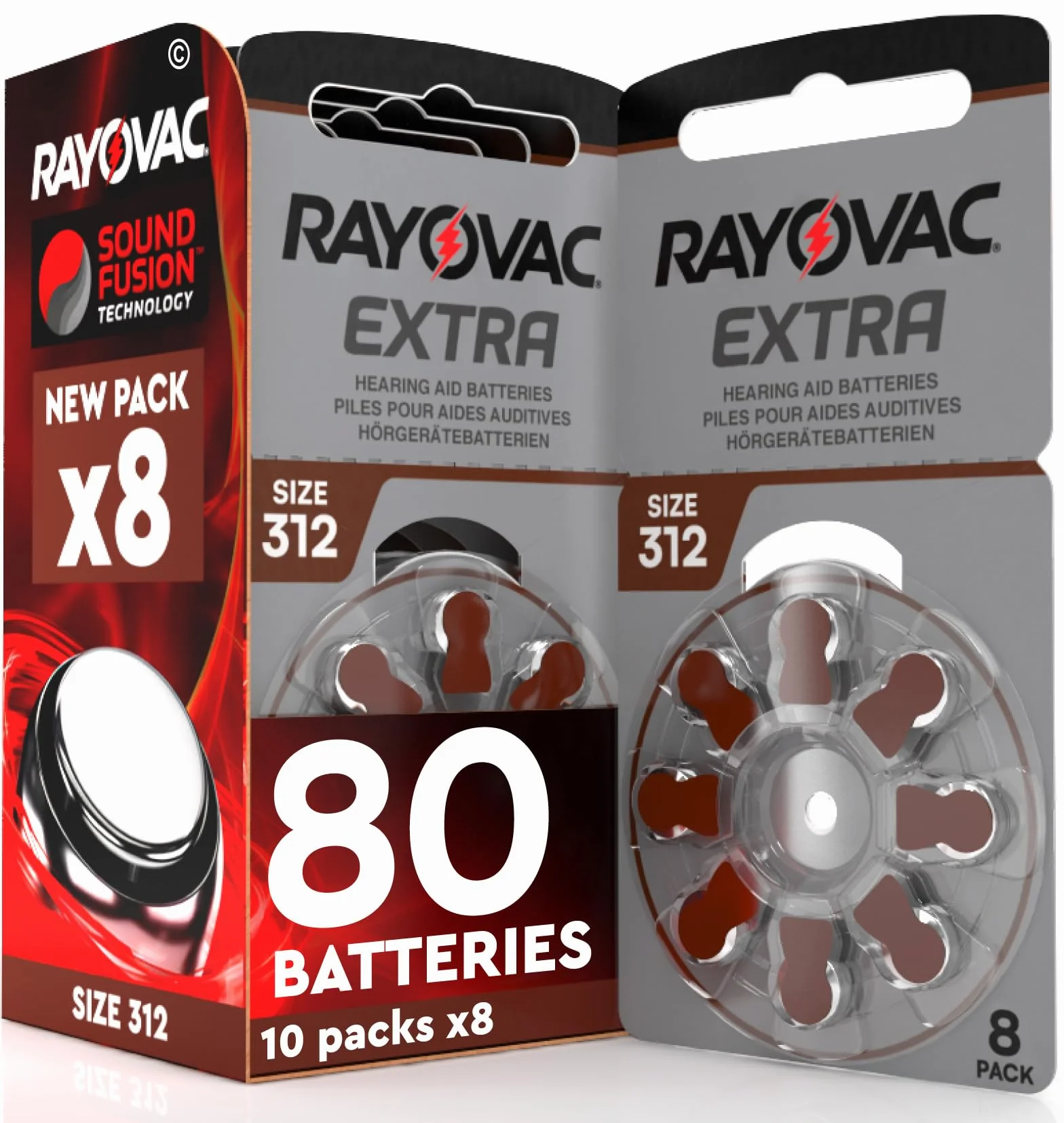 Rayovac baterie do aparatów słuchowych rozmiar 312, 80 sztuk