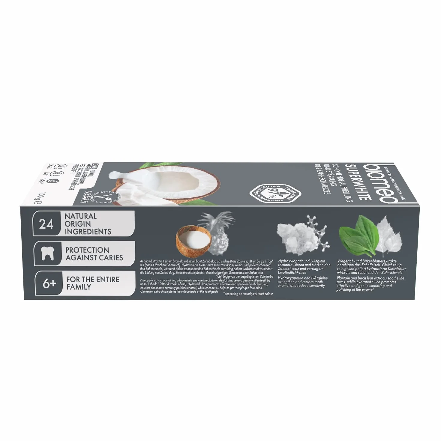 Biomed Superwhite 97% naturalna wybielająca pasta do zębów/wzmocnienie emalii/smak kokosowy, wegański, SLS Free 100g