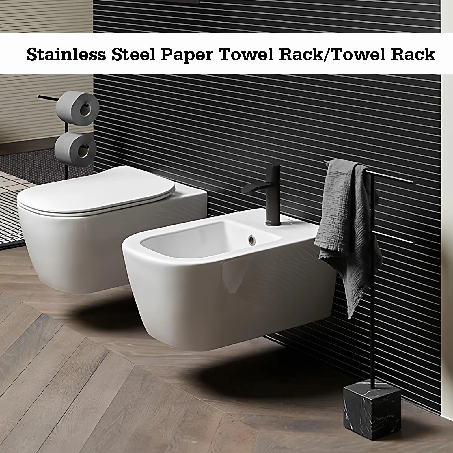 Stojak Na Papier Toaletowy Z Marmurową Podstawą, Wolnostojący Organizer Na Chusteczki Łazienkowe, Minimalistyczne Rozwiązanie Do Przechowywania, Do Kuchni W Salonie(White,65.5x14cm)