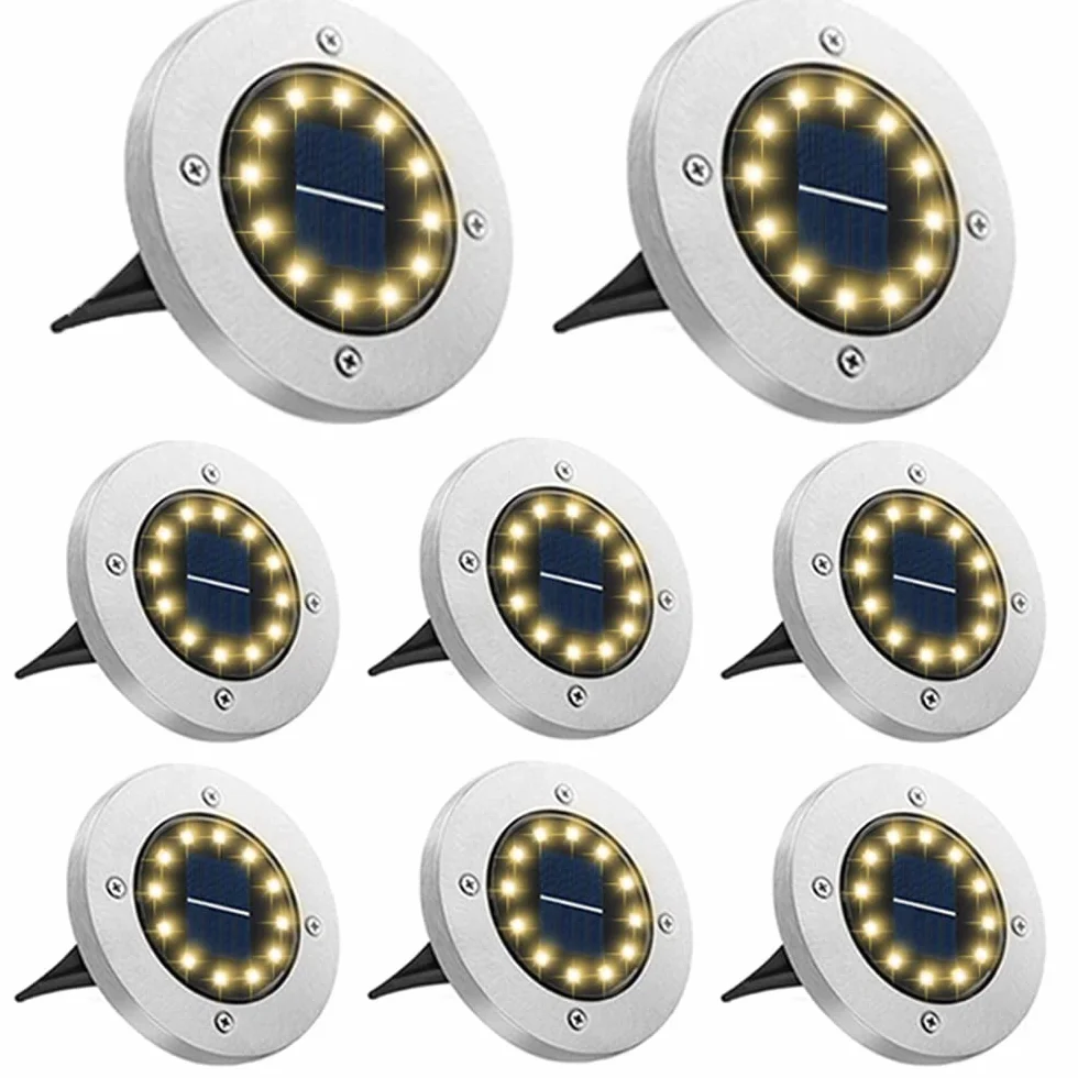 Bowfar Zewnętrzne światło słoneczne 8 sztuk 12 diod LED 800 mAh wodoodporna lampa solarna IP65 dekoracyjna lampa punktowa ciepła biel