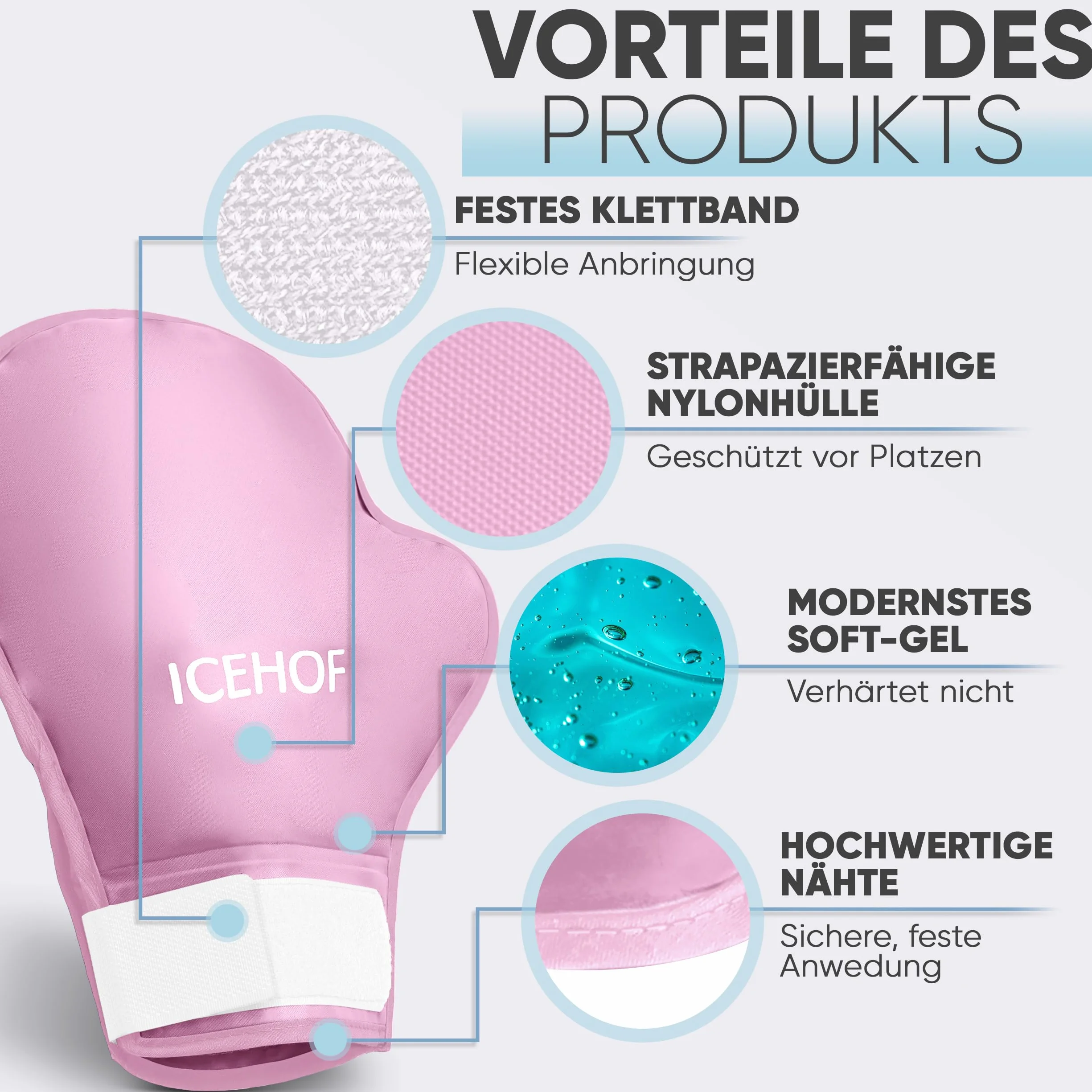 ICEHOF Rękawice chłodzące żelowe 2x na dłonie chemioterapia reumatyzm