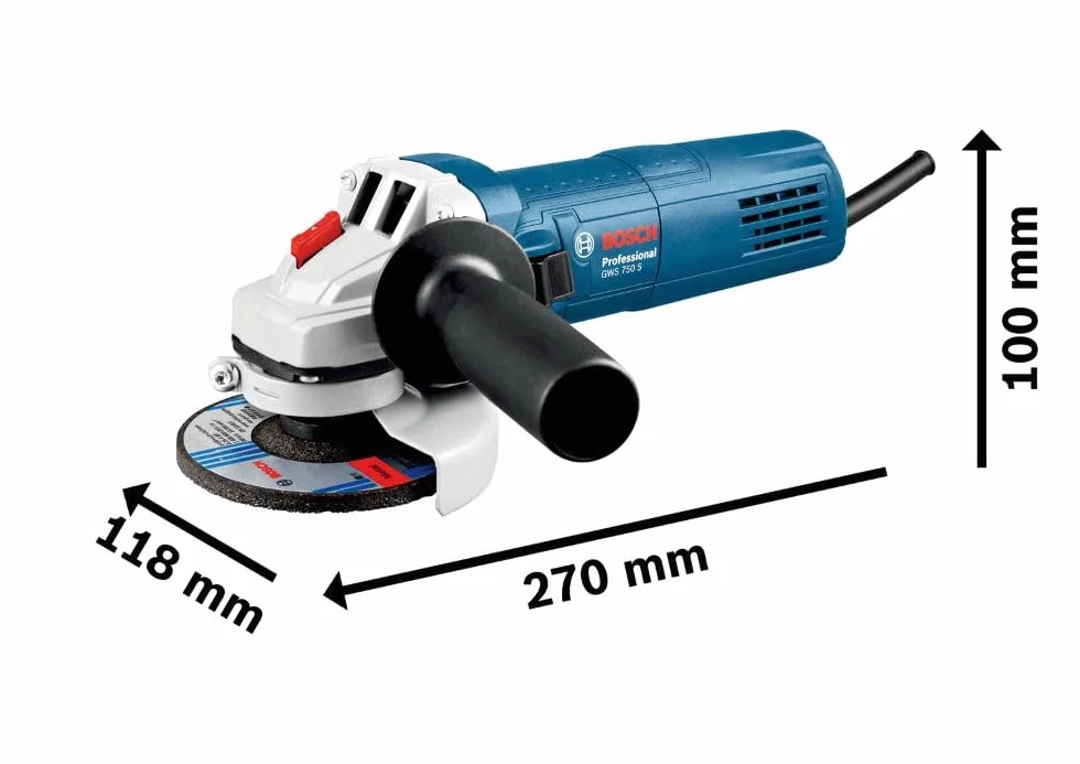 Bosch Professional: szlifierka kątowa GWS 750 S (750 W, średnica tarczy 125 mm, prędkość obrotowa bez obciążenia 2.800 – 11.000 min-1)