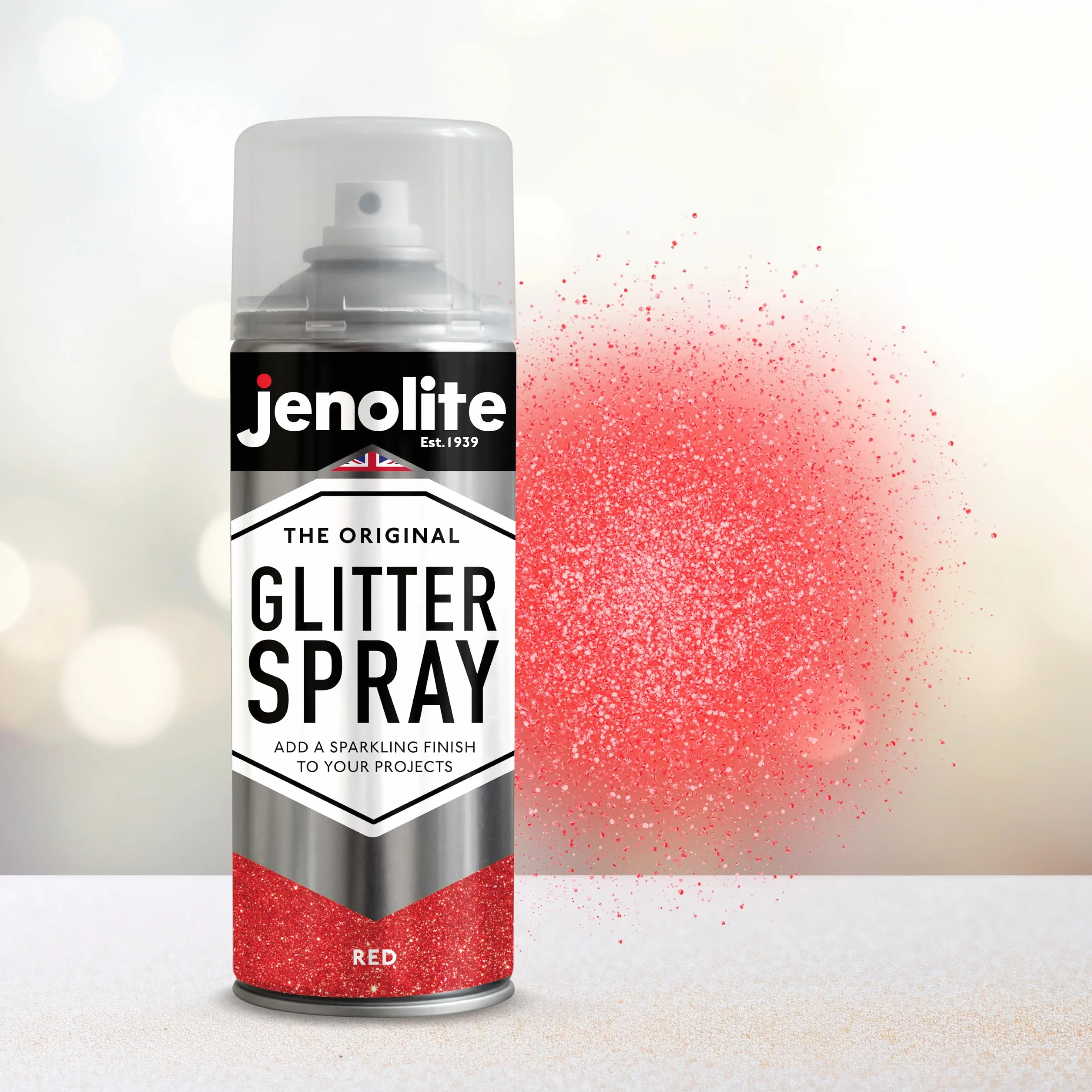 JENOLITE Lakier brokatowy w sprayu CZERWONY Multisurface 3 x 400 ml