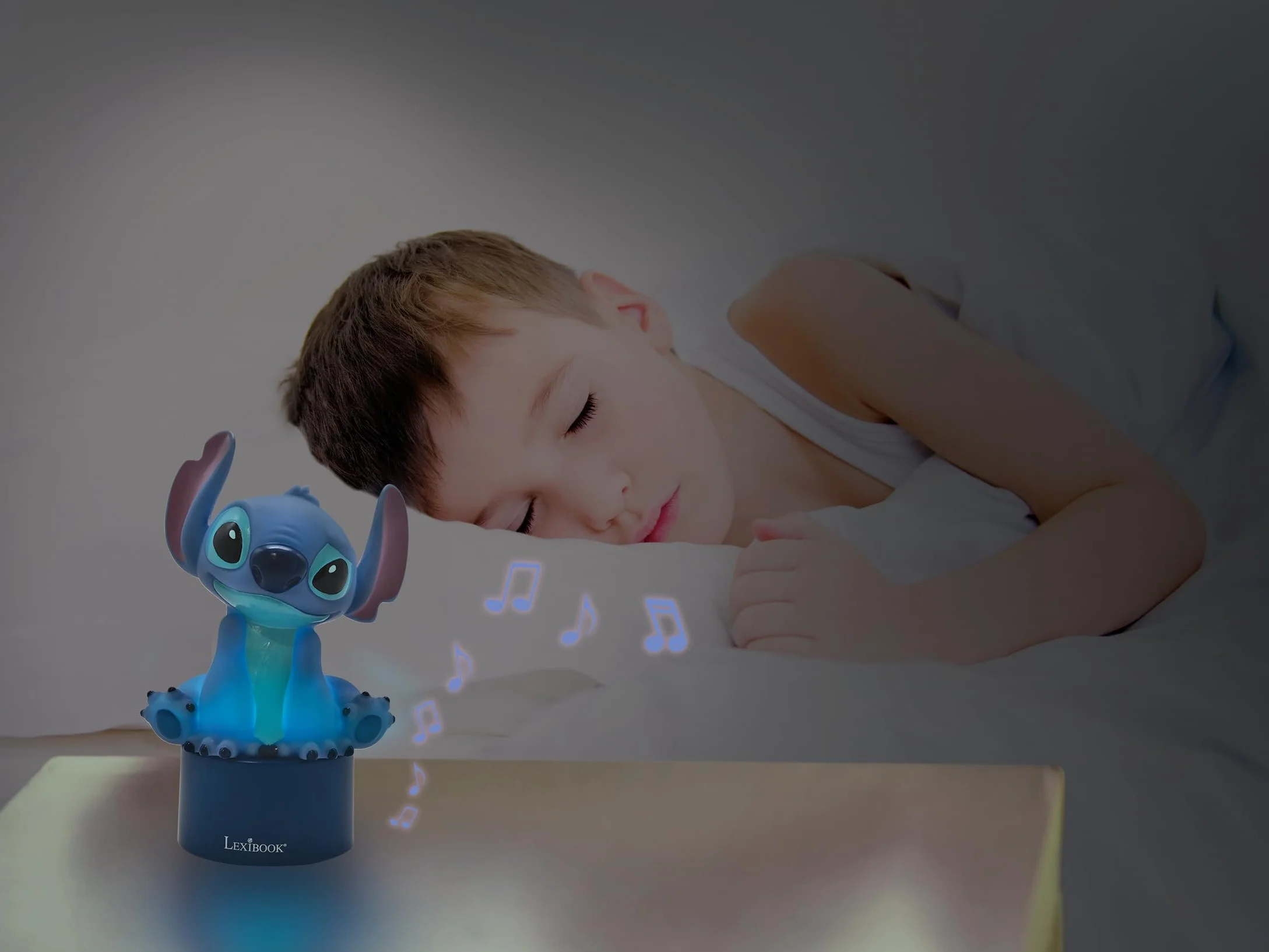 Lexibook, Disney Stitch, Lampka Nocna z Głośnikiem, Zmiana Kolorów, Delikatne Światło, Zasilanie Bateryjne, Niebieski, NS01D