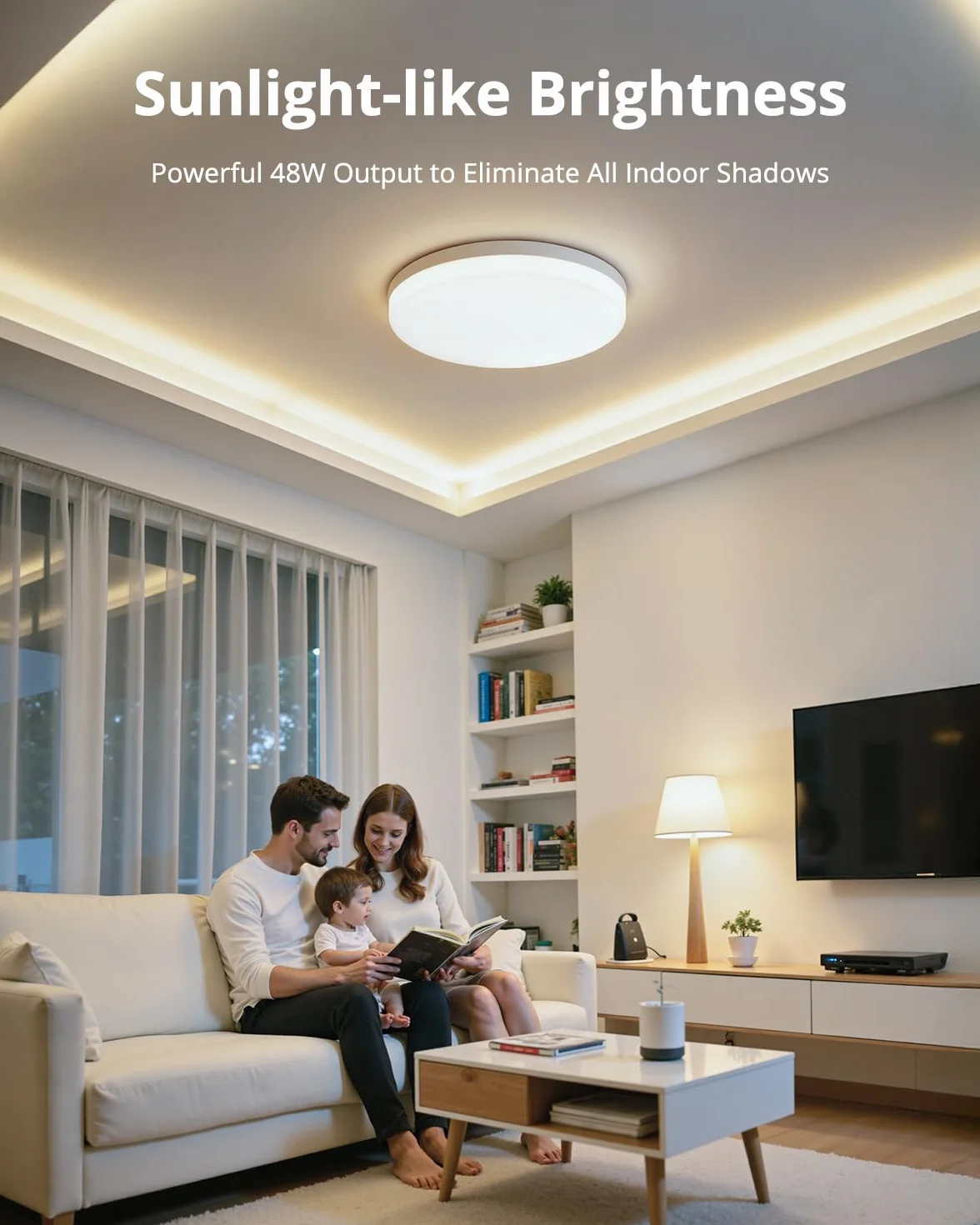Yafido lampa sufitowa LED, ultra cienka, 48 W, 4320 lm, 4500 K, neutralny biały, lampa sufitowa LED, do salonu, sypialni, biura, kuchni, na balkon i do jadalni, bez możliwości ściemniania, Ø 30 cm