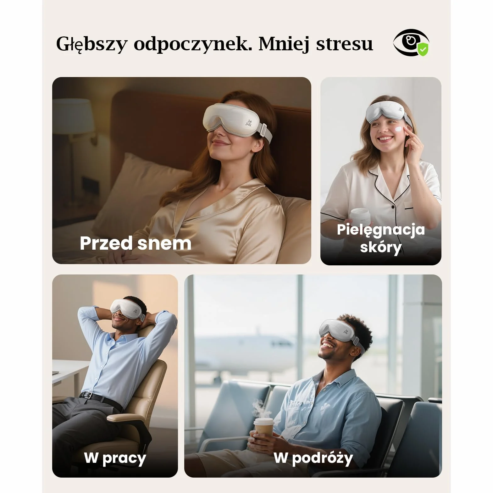 Bob and Brad EyeOasis 3 Masażer do oczu z funkcją podgrzewania, kompresją powietrzną i muzyką, składany i ładowalny Eye Massager na zmęczone i suche oczy, do relaksu przed snem