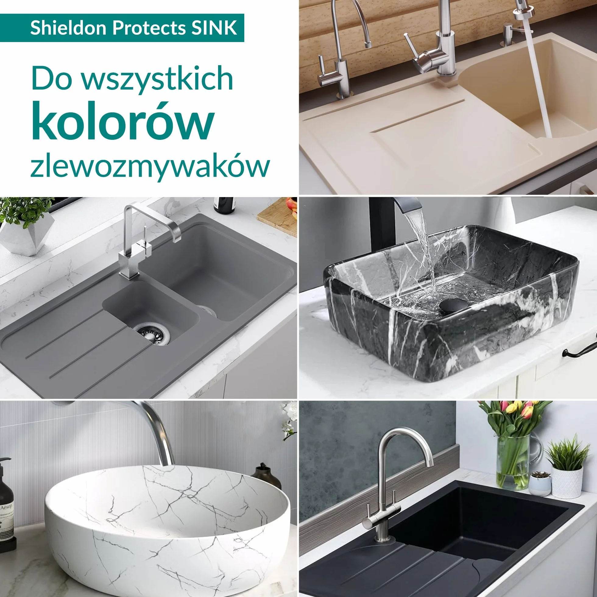 Shieldon Protects SINK – profesjonalny impregnat do zlewu granitowego i zlewozmywaków kompozytowych - powłoka hydrofobowa chroni przed tłuszczem, plamami i kamieniem, wzmacnia kolor i połysk – 200 ml