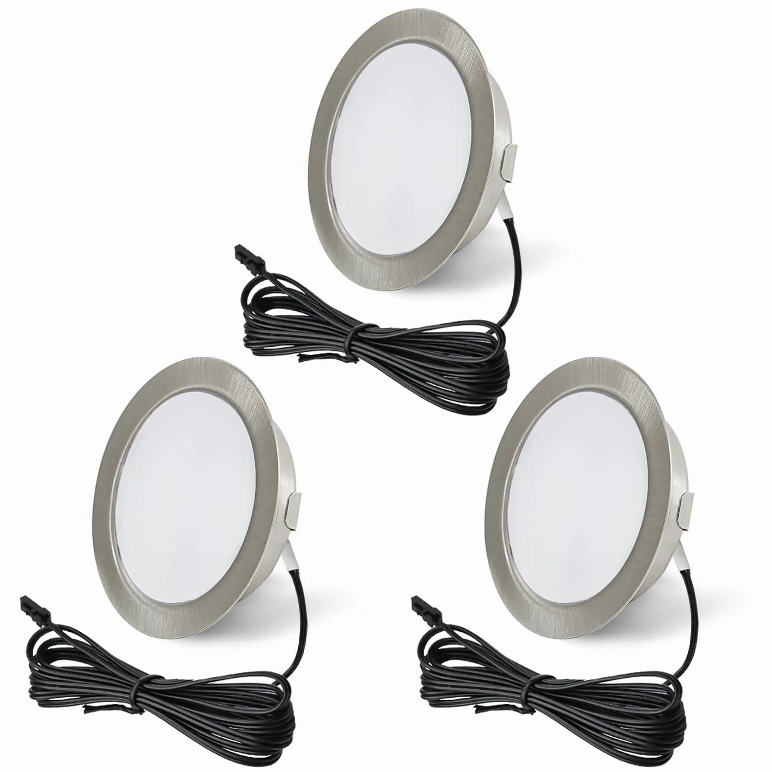 3 x 12 V wpuszczane reflektory sufitowe LED zintegrowane reflektory sufitowe 3,5 W 300 lm 3000 K ciepła biel, ściemnialne reflektory wpuszczane ultra cienkie światła do kamperów, z kablem 2 M